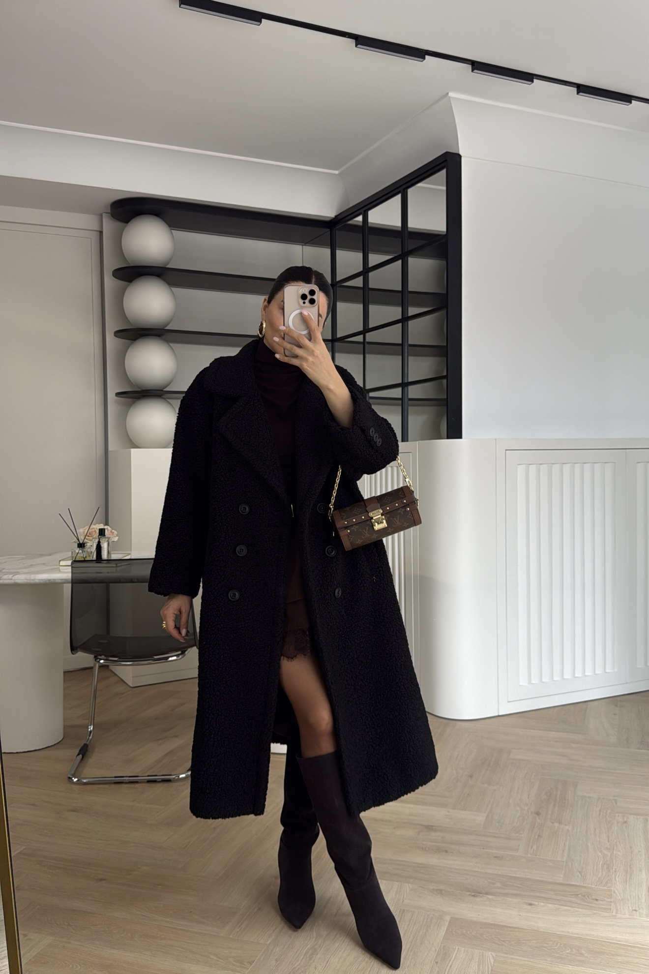 OVERSİZE TEDDY PELUŞ KABAN SİYAH