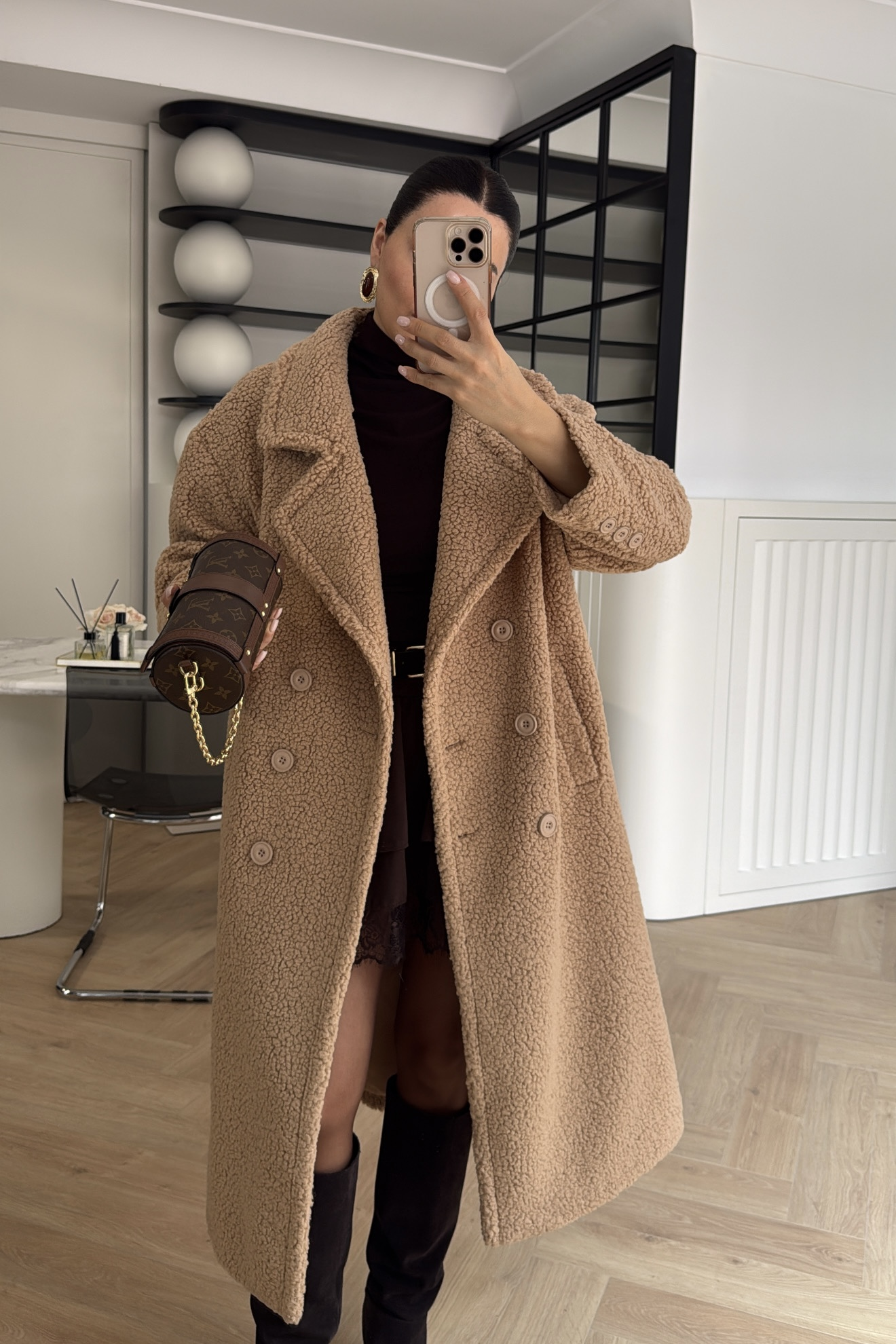 OVERSİZE TEDDY PELUŞ KABAN TABA 