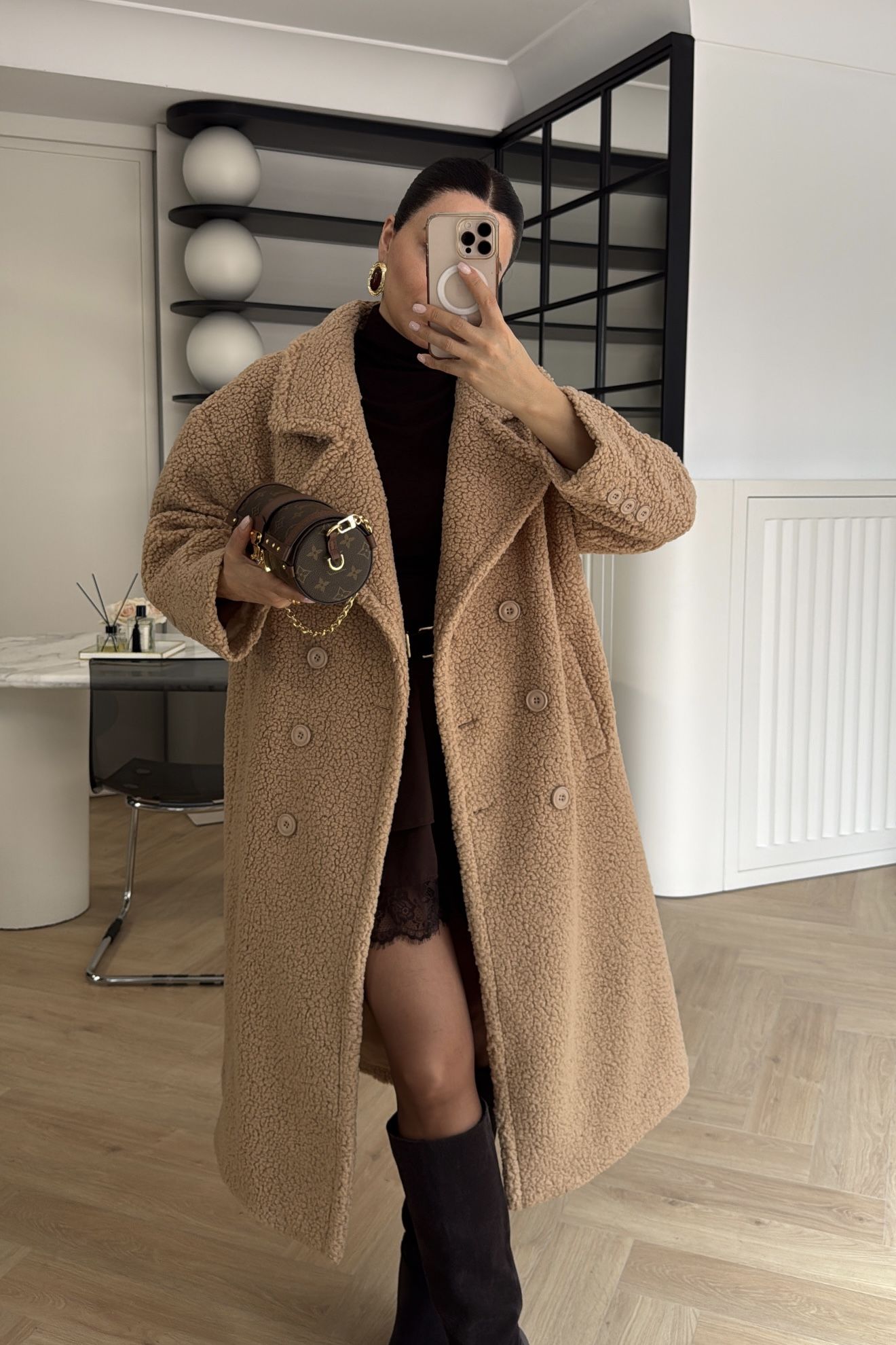 OVERSİZE TEDDY PELUŞ KABAN TABA 