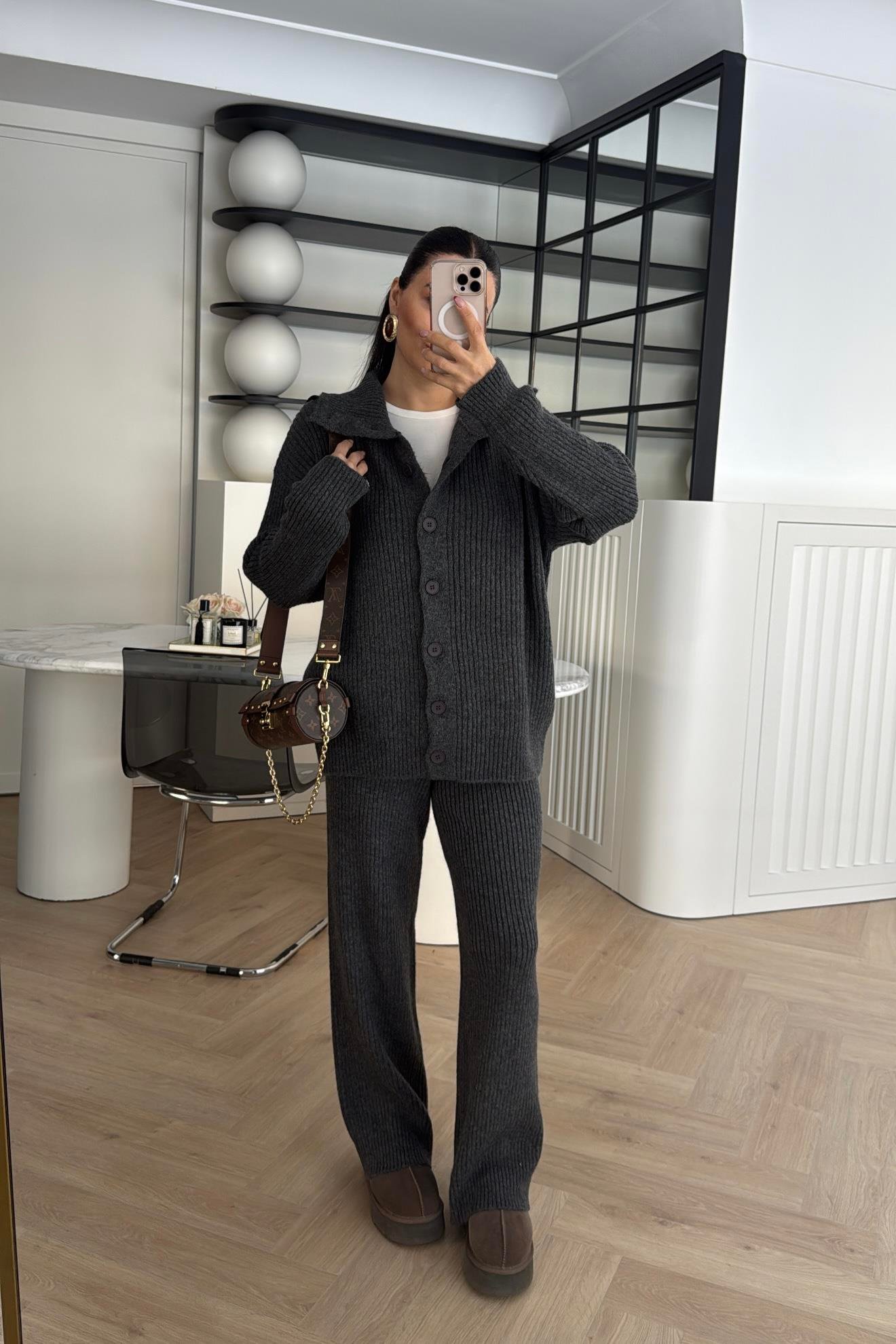 PANTOLONLU TRİKO TAKIM GRİ 