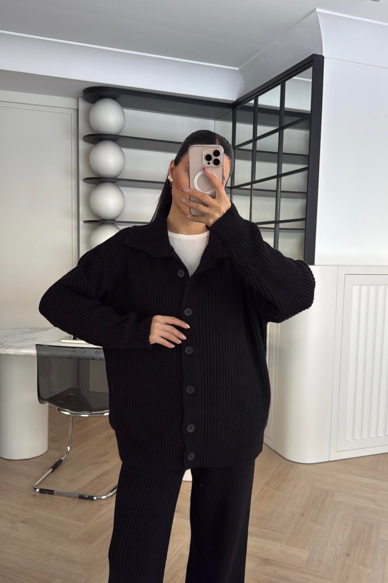 PANTOLONLU TRİKO TAKIM SİYAH