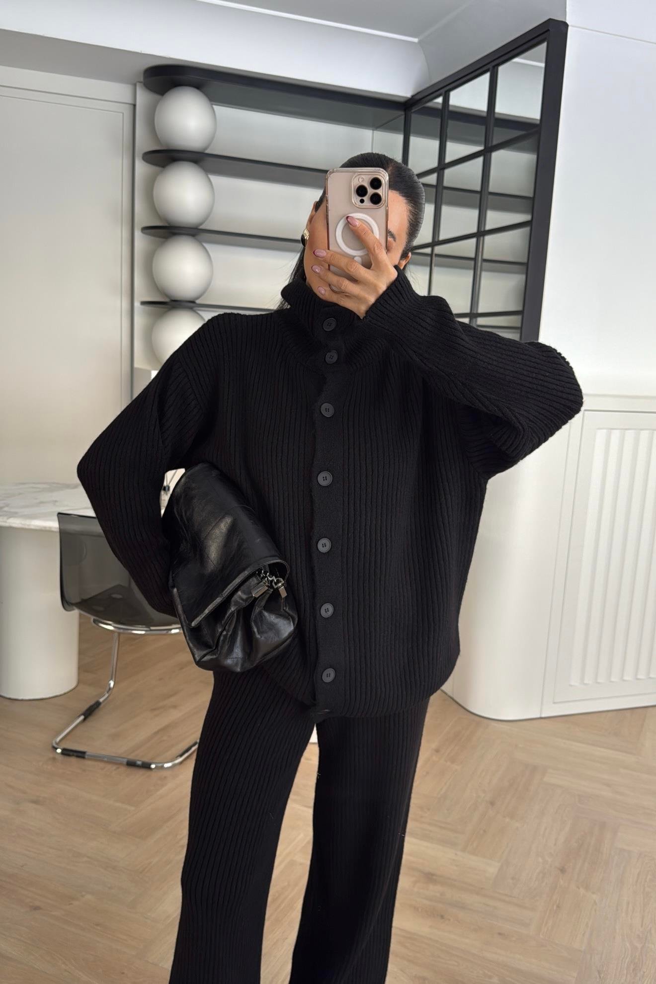 PANTOLONLU TRİKO TAKIM SİYAH