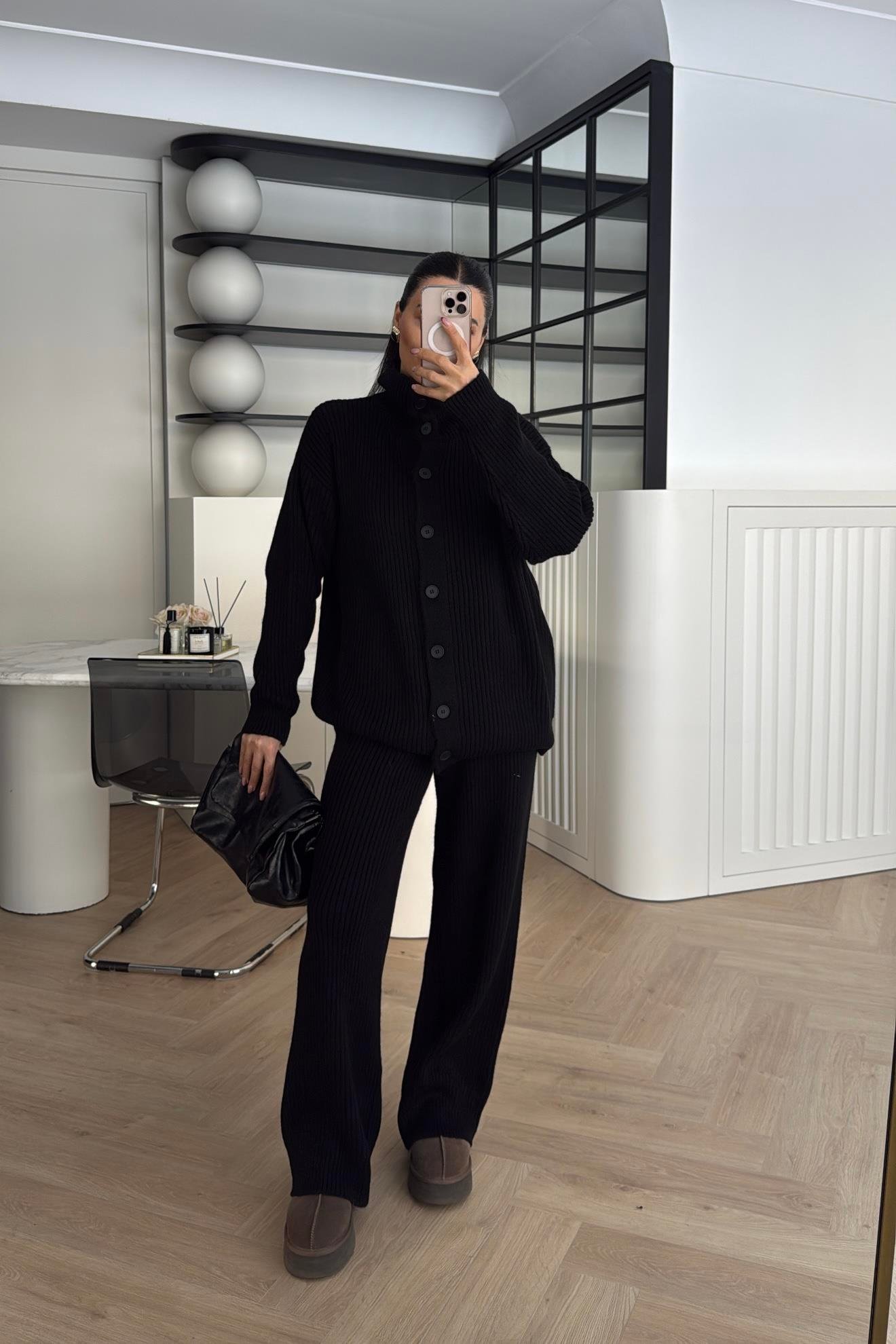 PANTOLONLU TRİKO TAKIM SİYAH