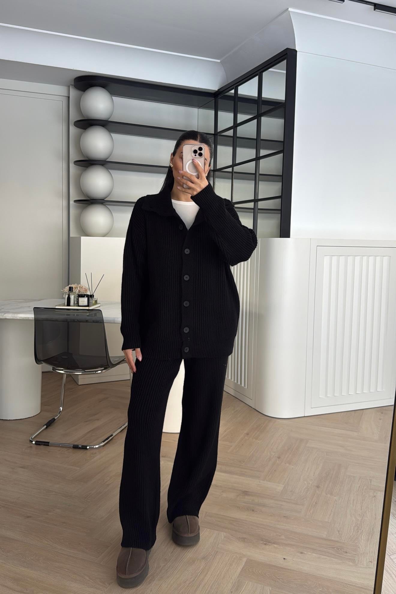 PANTOLONLU TRİKO TAKIM SİYAH