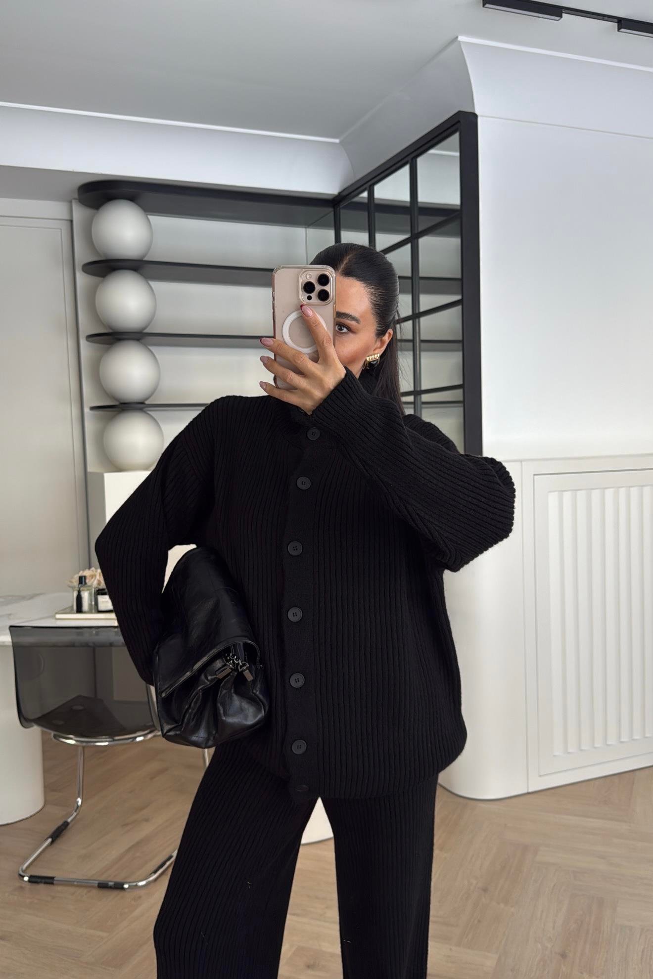 PANTOLONLU TRİKO TAKIM SİYAH