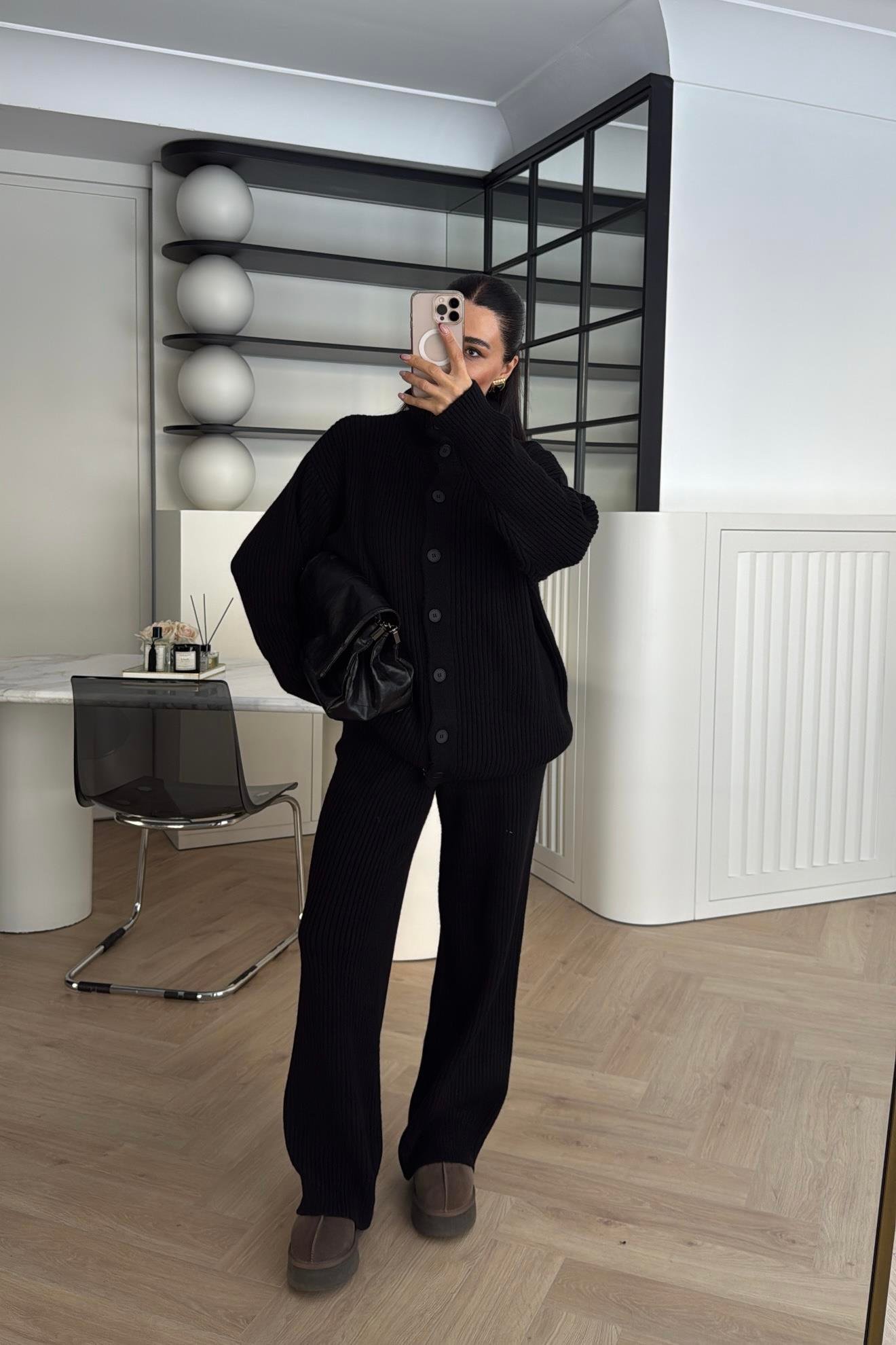 PANTOLONLU TRİKO TAKIM SİYAH