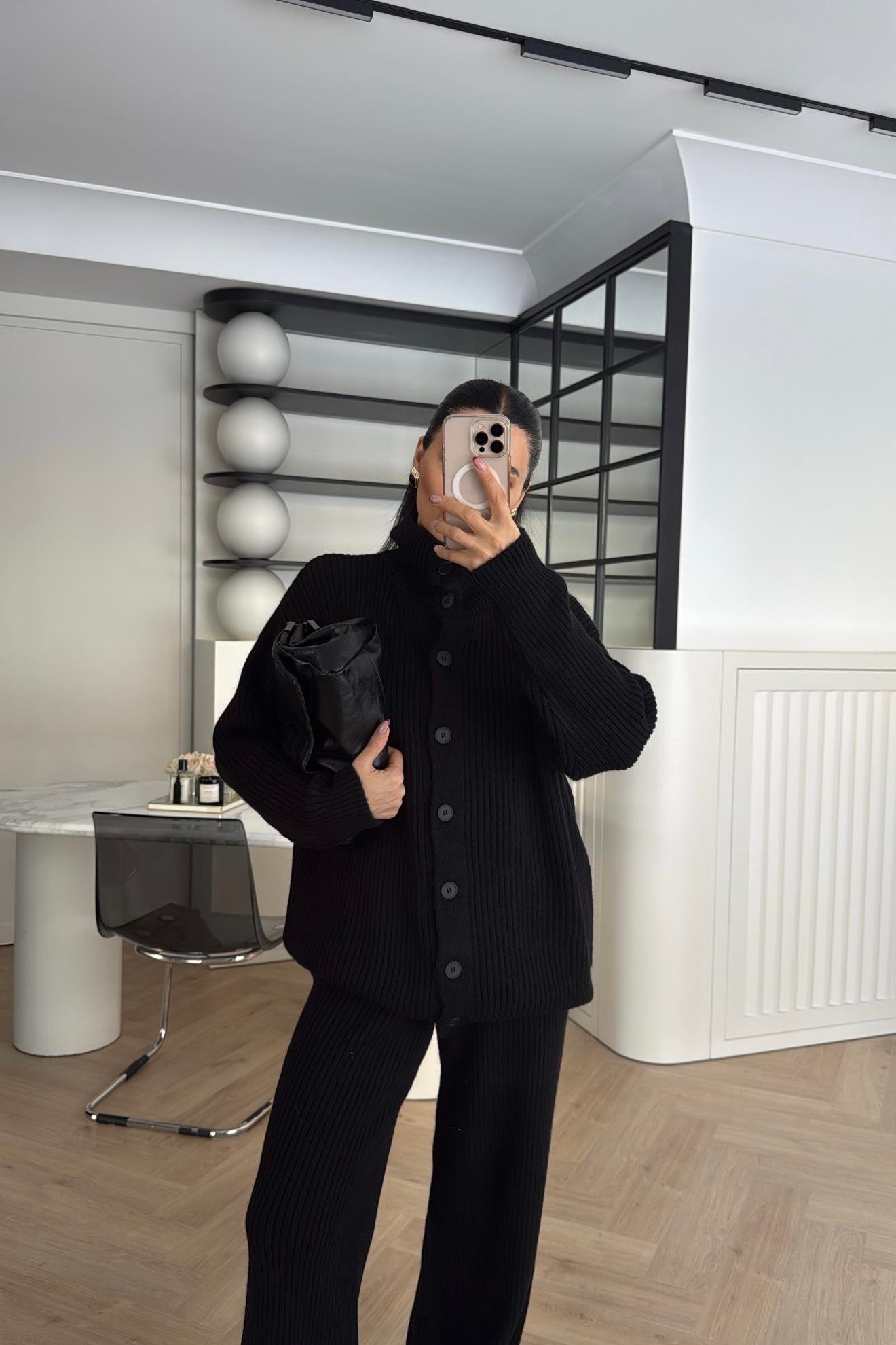 PANTOLONLU TRİKO TAKIM SİYAH