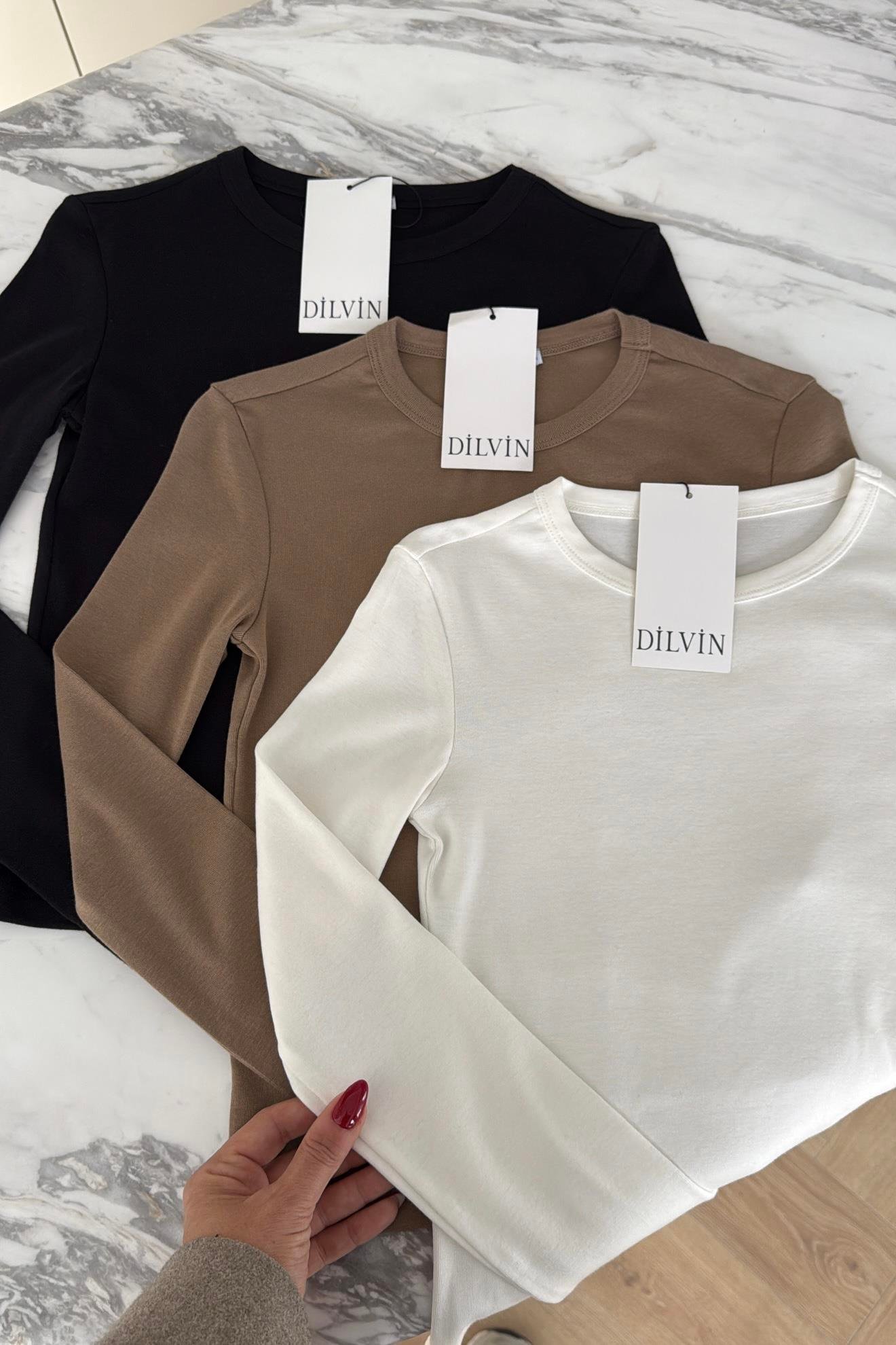 PARMAK GEÇMELİ DİLVİN BLUZ KAHVE