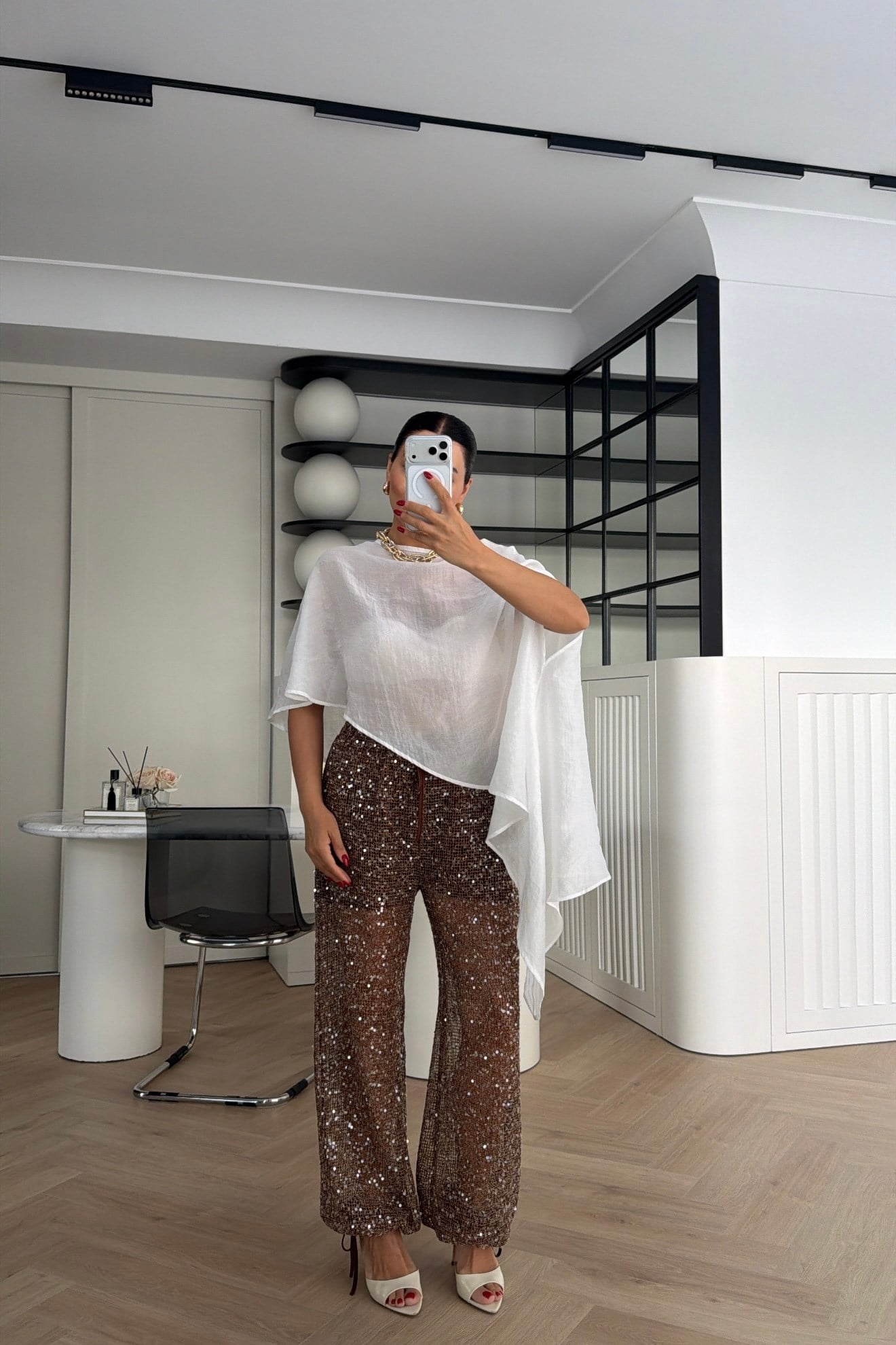 PAYETLİ PAÇASI İPLİ PANTOLON BRONZ