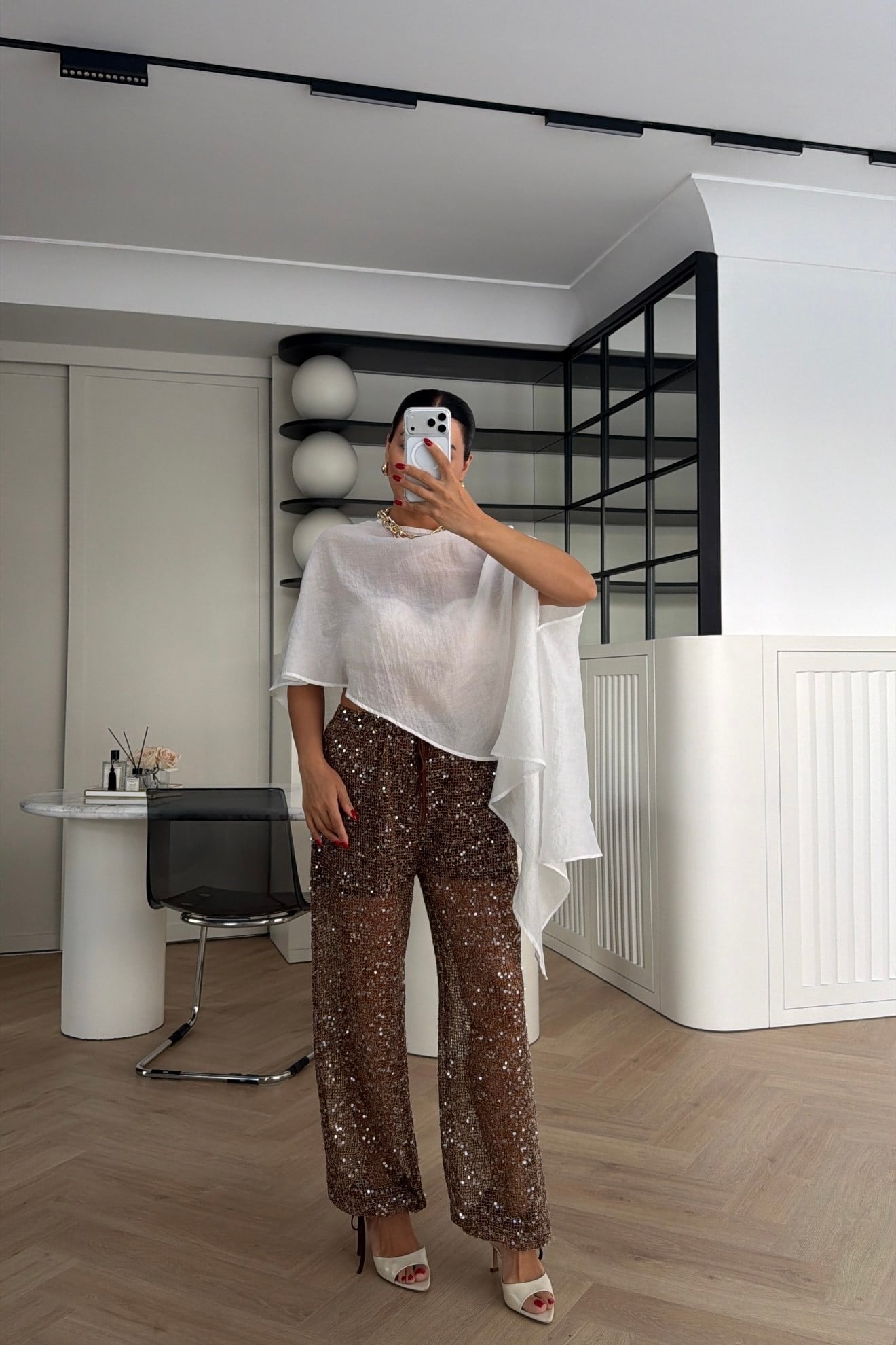 PAYETLİ PAÇASI İPLİ PANTOLON BRONZ