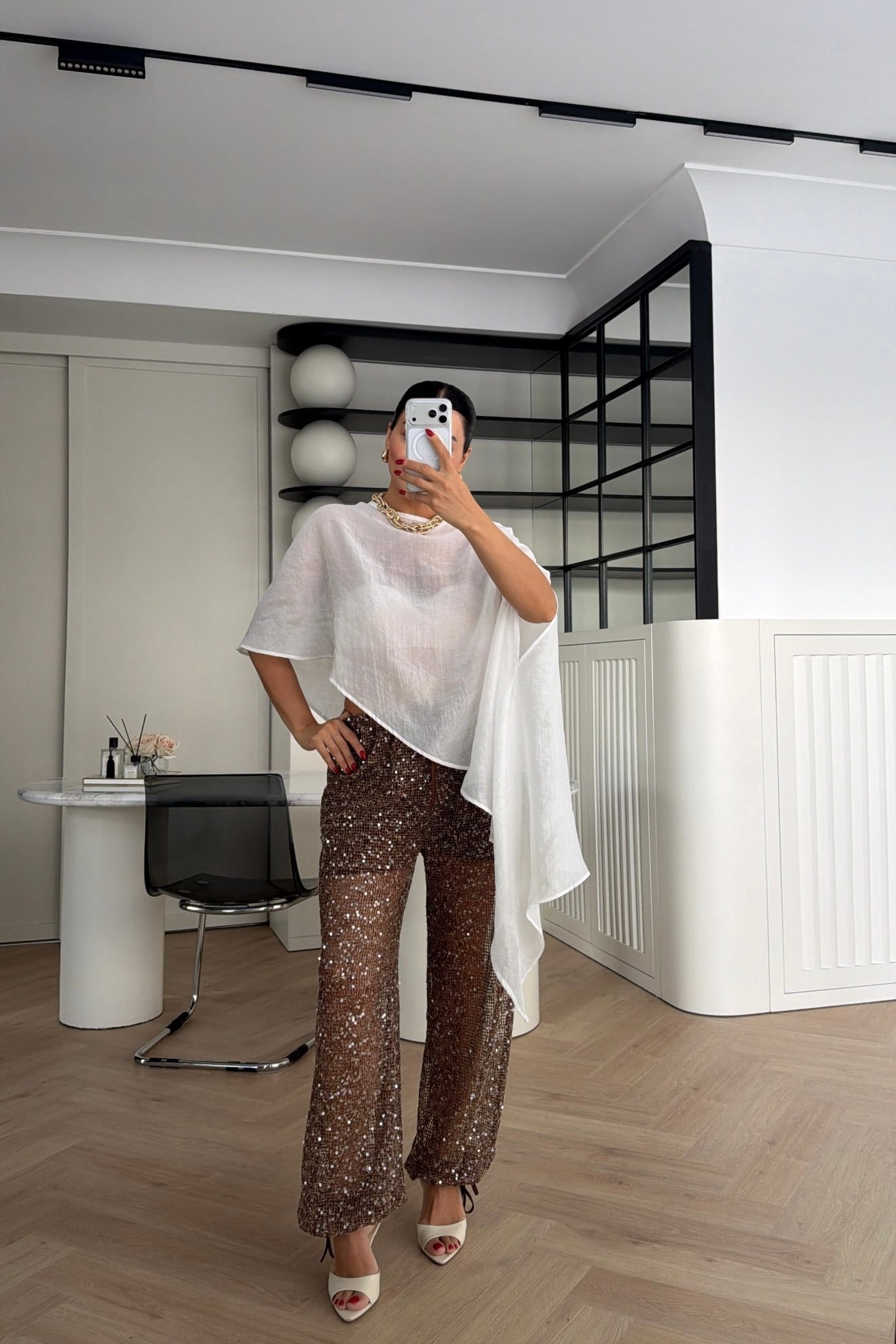 PAYETLİ PAÇASI İPLİ PANTOLON BRONZ