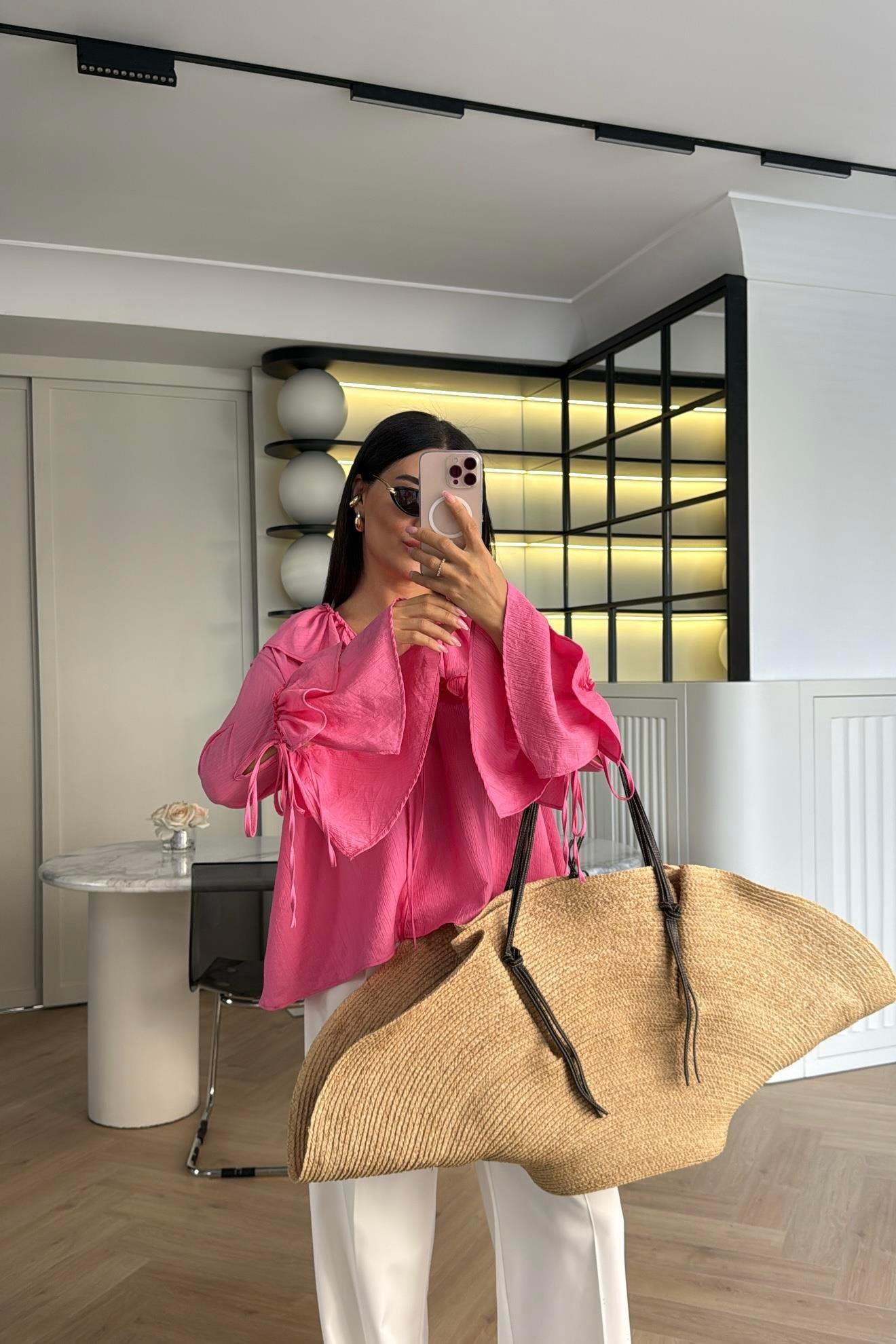 PEMBE FIRFIRLI SALAŞ GÖMLEK