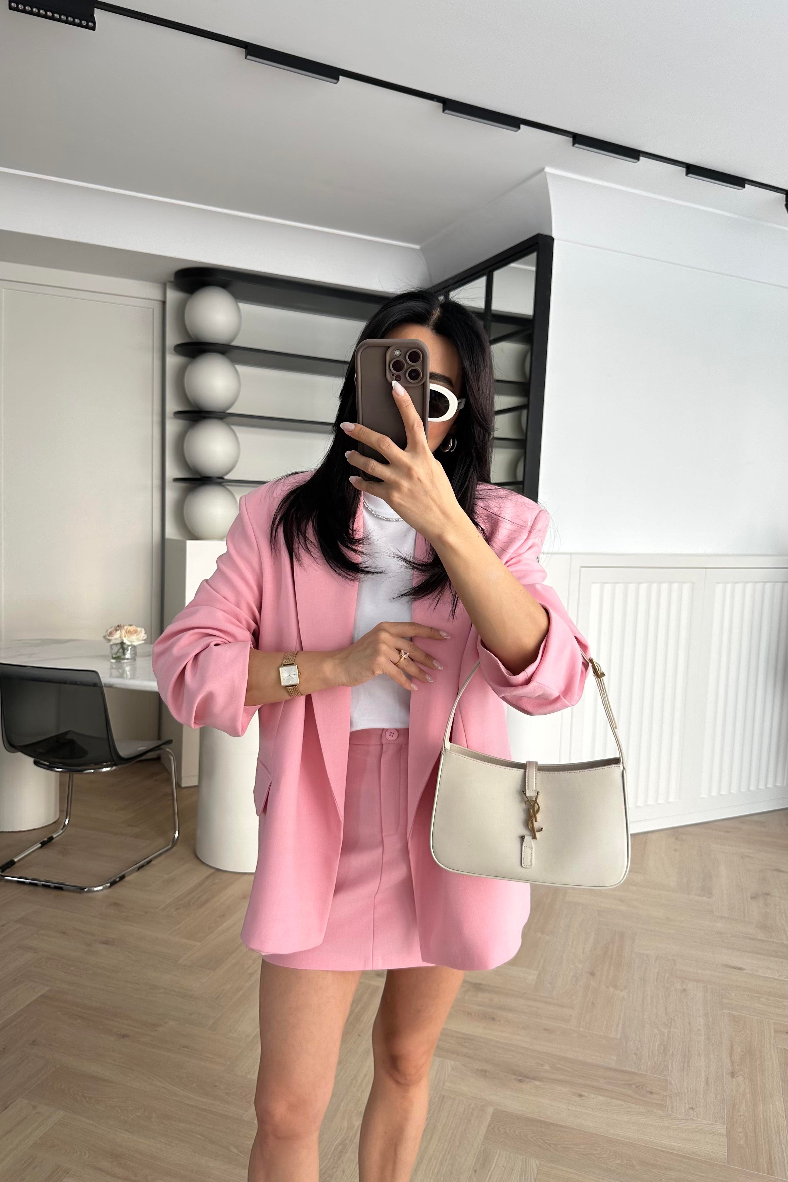 Pembe Oversize Ceket Şort Etek Takkm