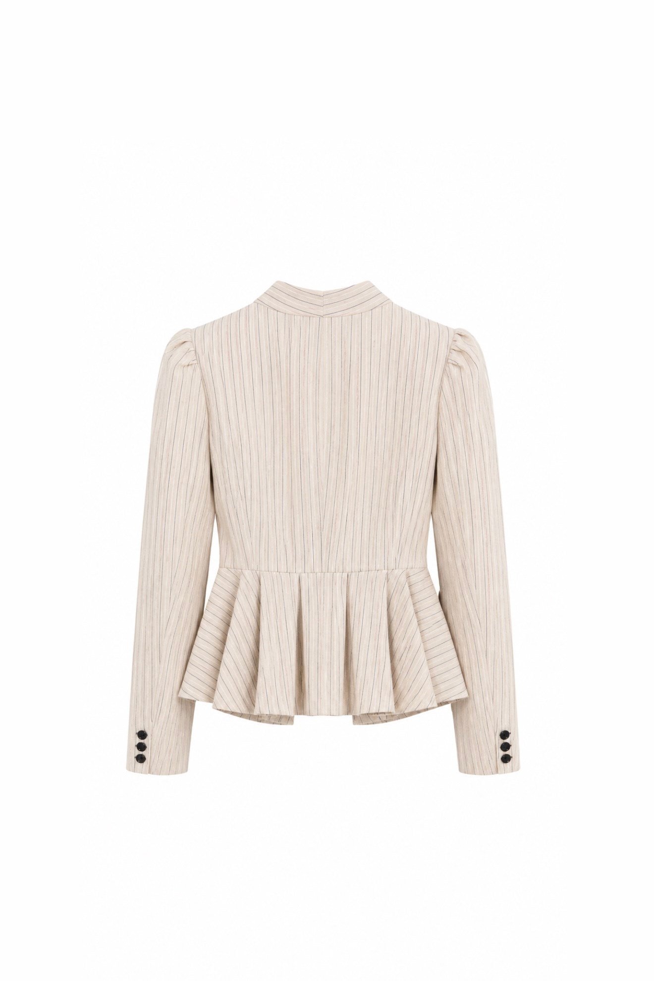 PEPLUM BELDEN OTURTMALI ÇİZGİLİ GÖMLEK EKRU 