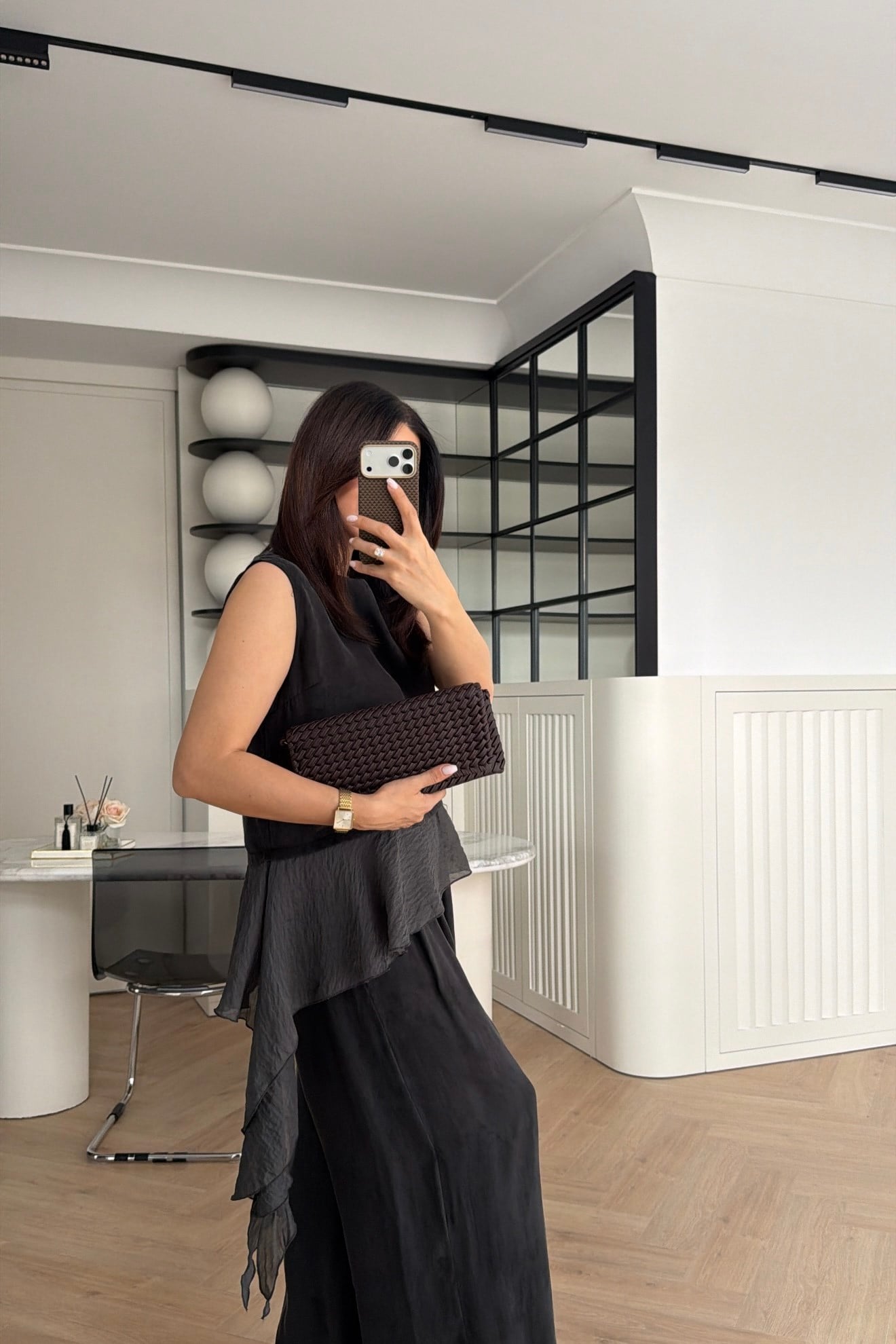 PEPLUM DETAYLI TENCEL TAKIM ANTRASİT 