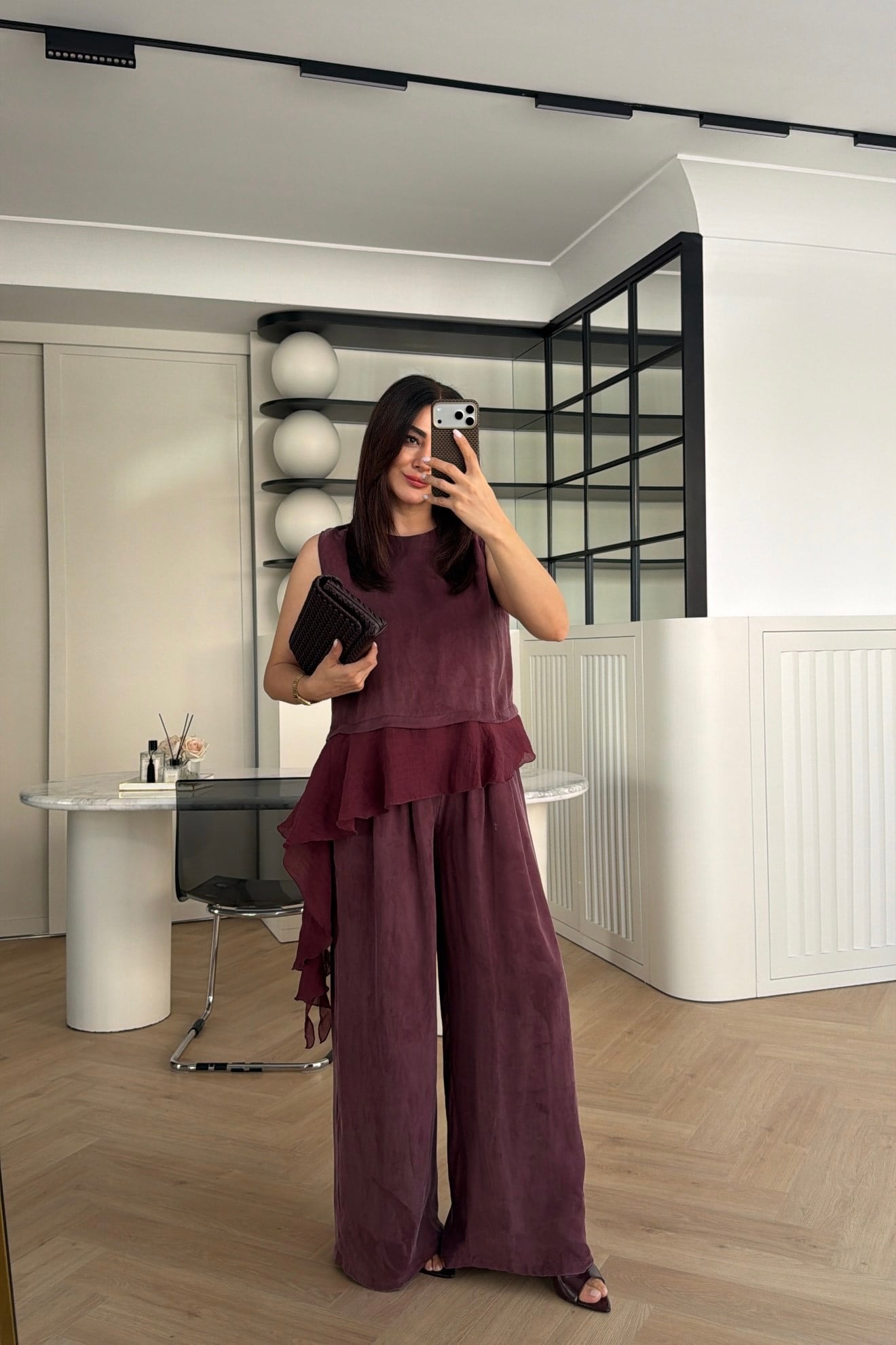 PEPLUM DETAYLI TENCEL TAKIM MÜRDÜM 