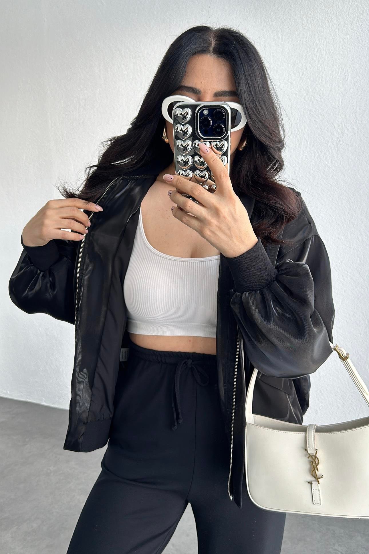 Premium Astarlı Marka Model Tasarım Siyah Bomber Ceket