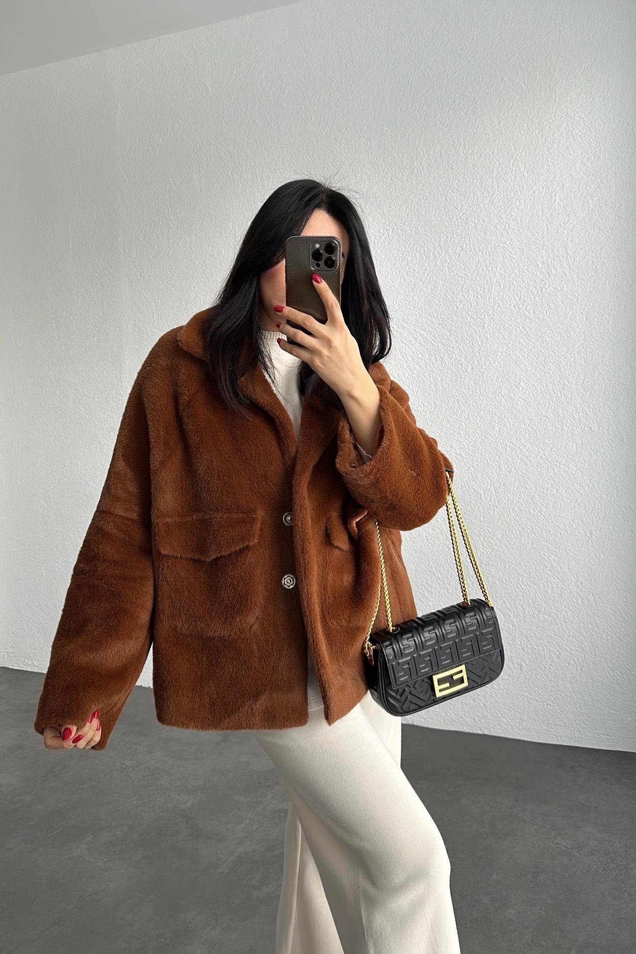 Premium Astarlı Peluş Camel