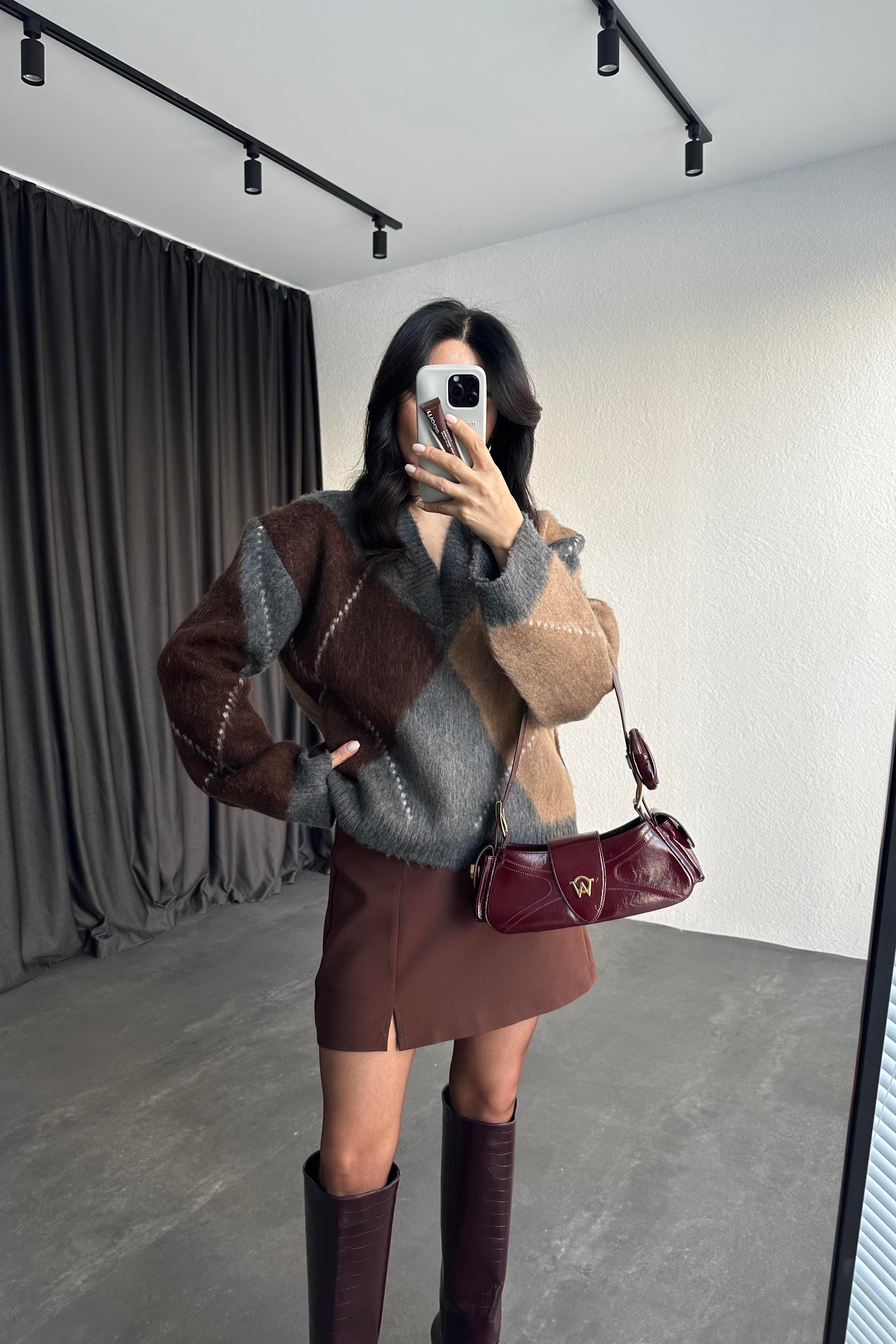 Şardonlu Baklava Desen Marka Model Kazak