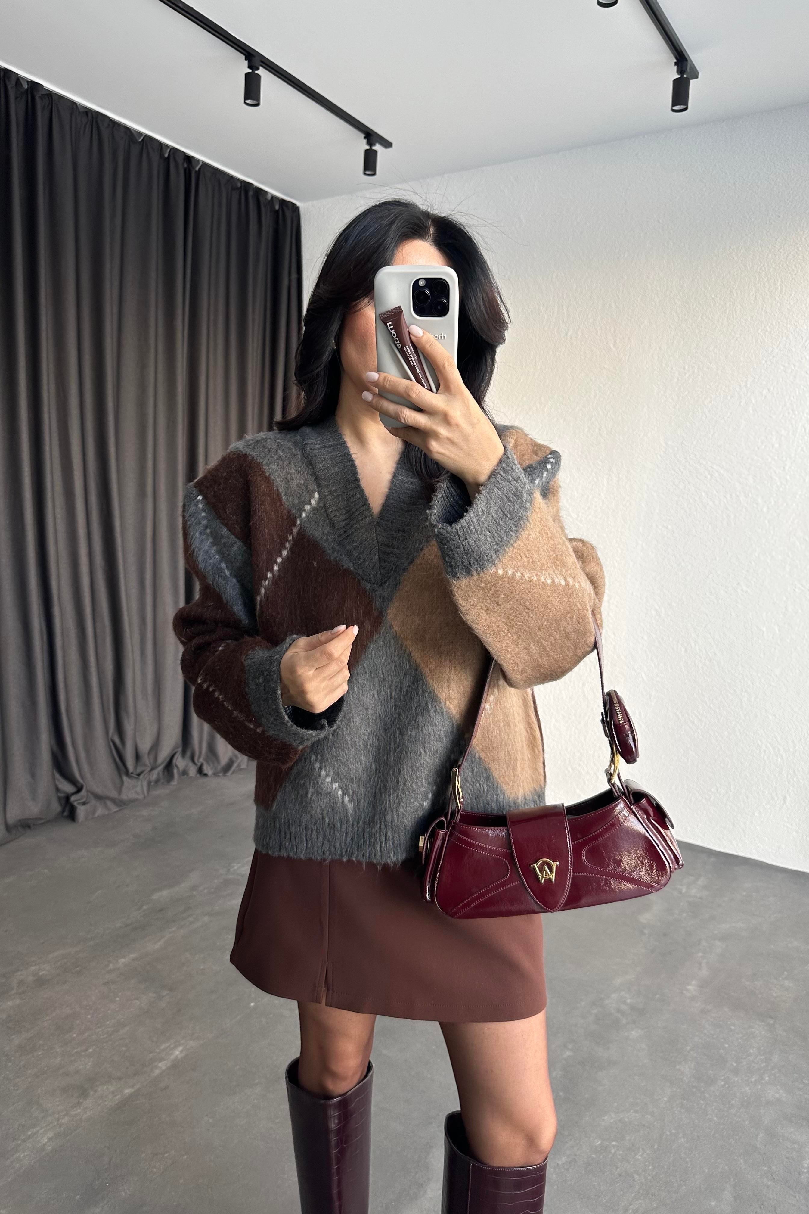 Şardonlu Baklava Desen Marka Model Kazak