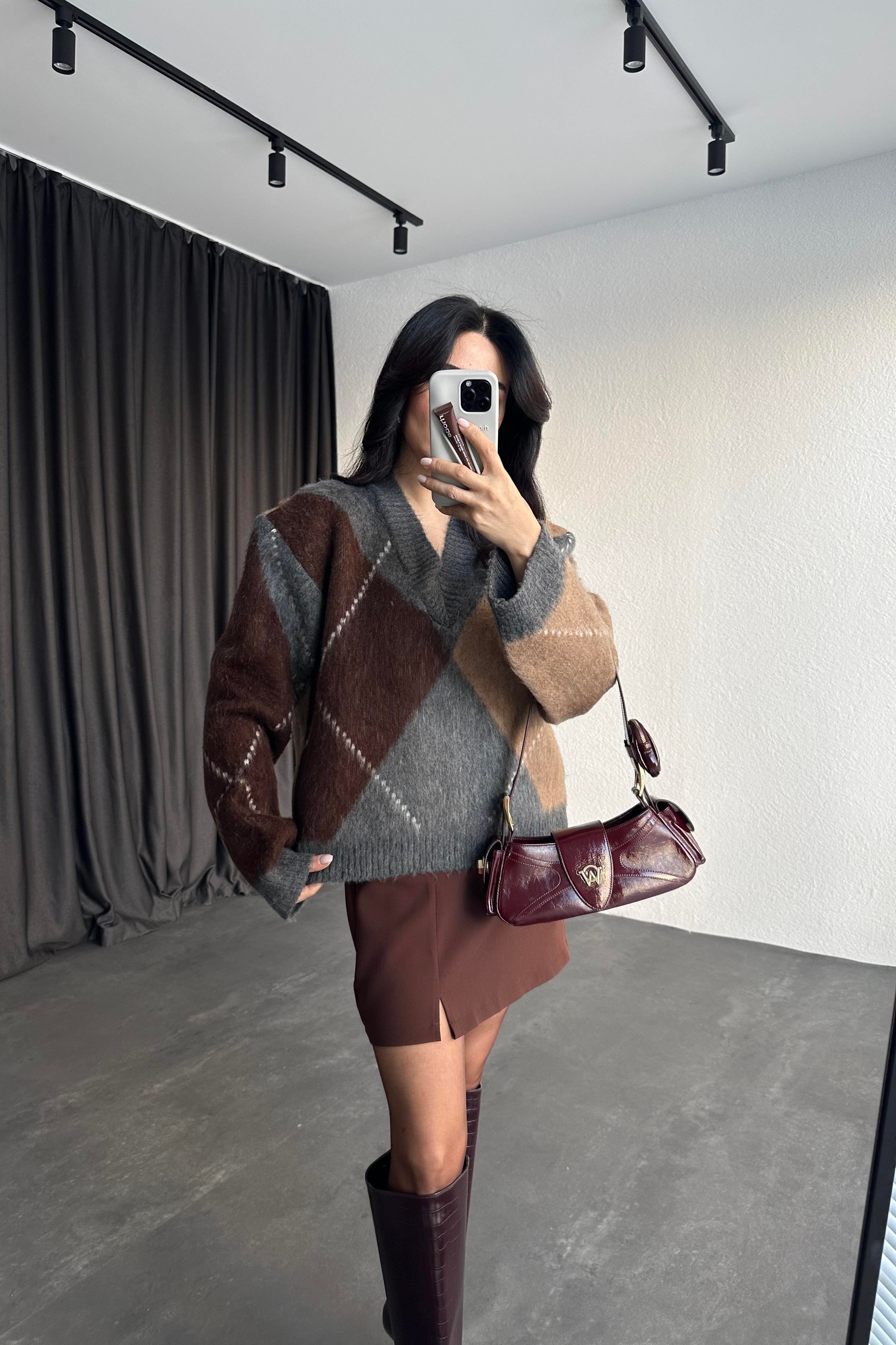 Şardonlu Baklava Desen Marka Model Kazak