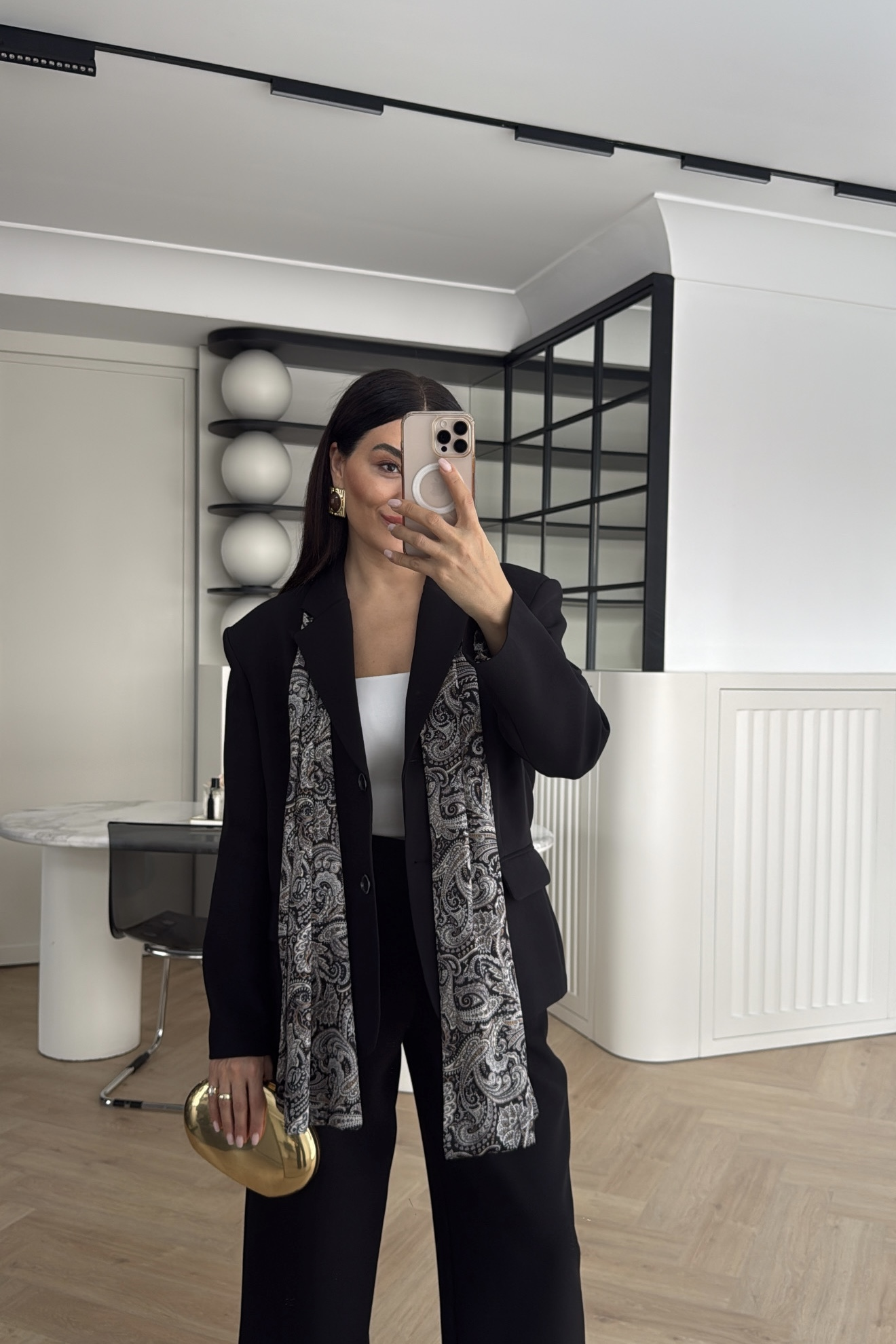 SATEN FULARLI CEKET PANTOLON TAKIM SİYAH