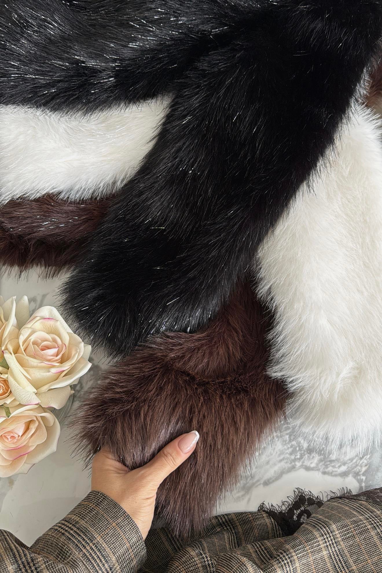 SİM DETALI ŞAL YAKA KÜRK KAHVE