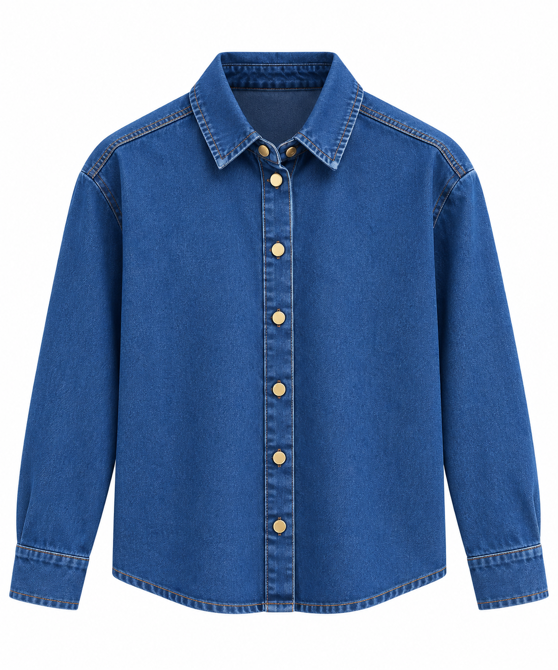 Sırt Detayı Kuş Gözlü Denim Gömlek 