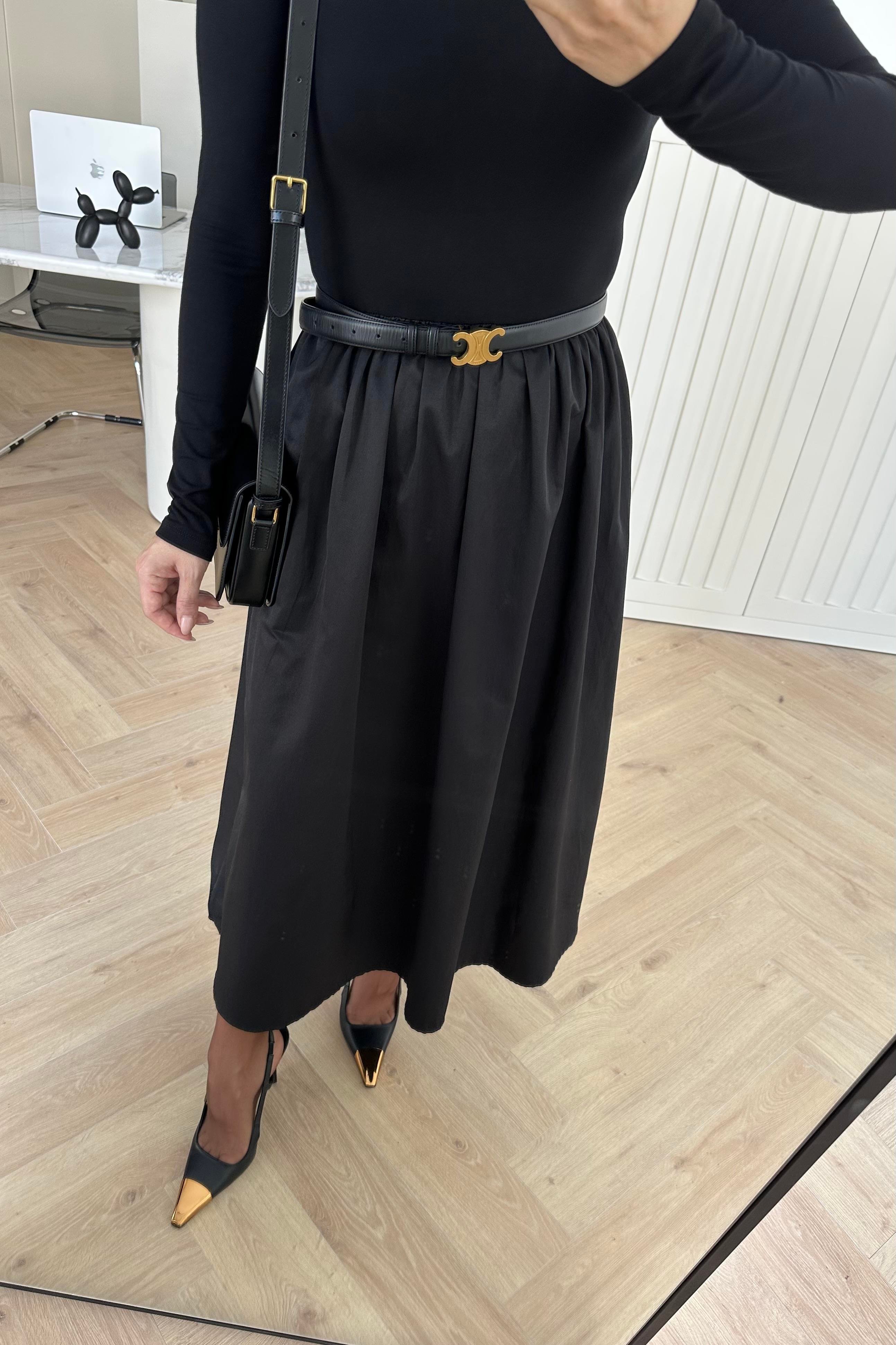Siyah Altı Poplin Maxi Boy Elbise