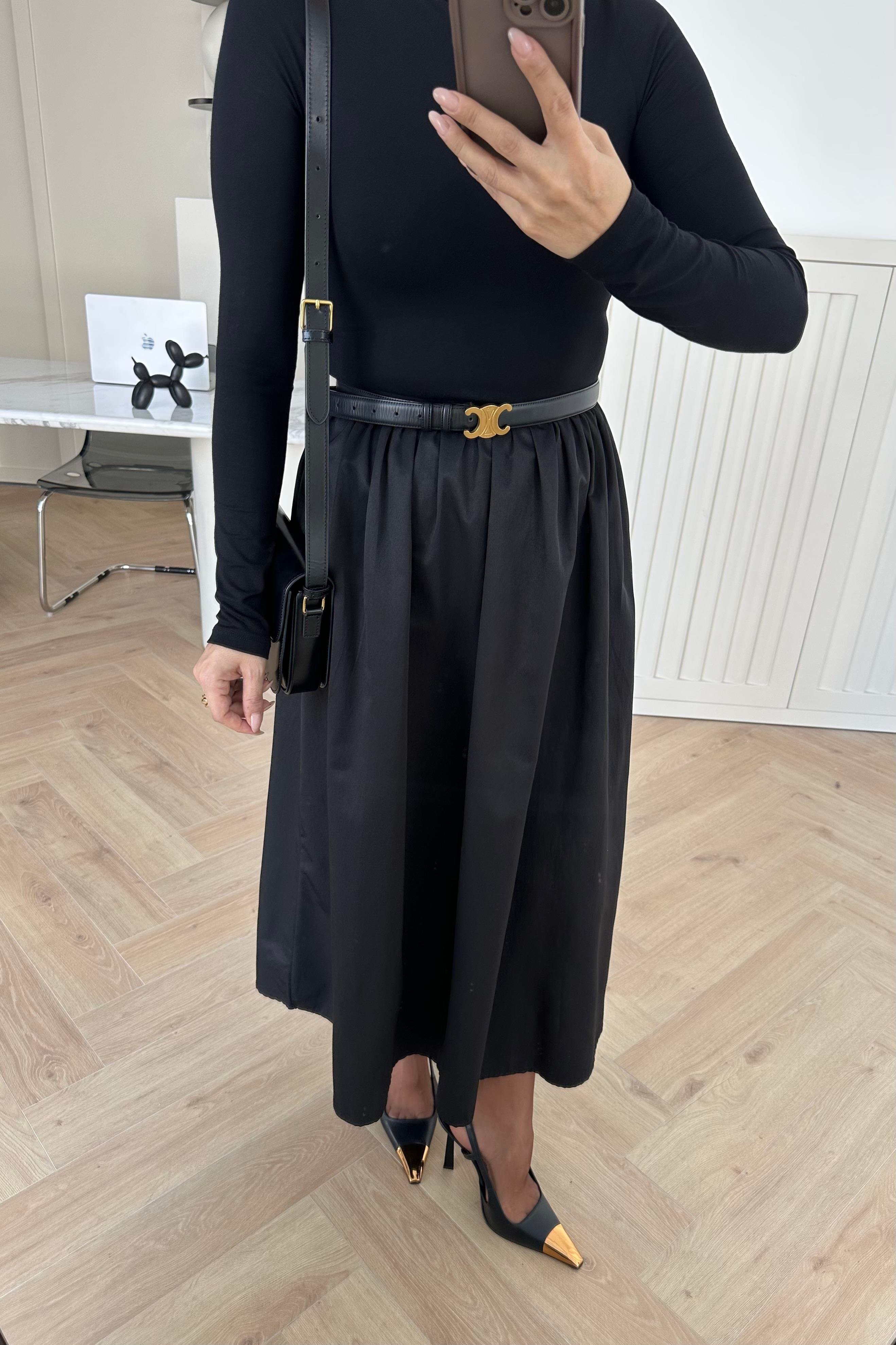 Siyah Altı Poplin Maxi Boy Elbise