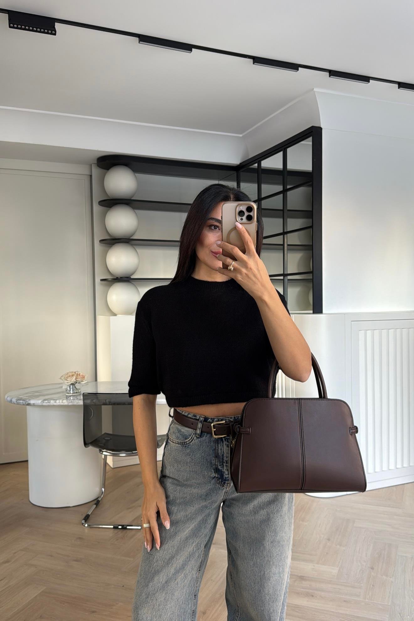 SİYAH İHRACAT CROP TRİKO