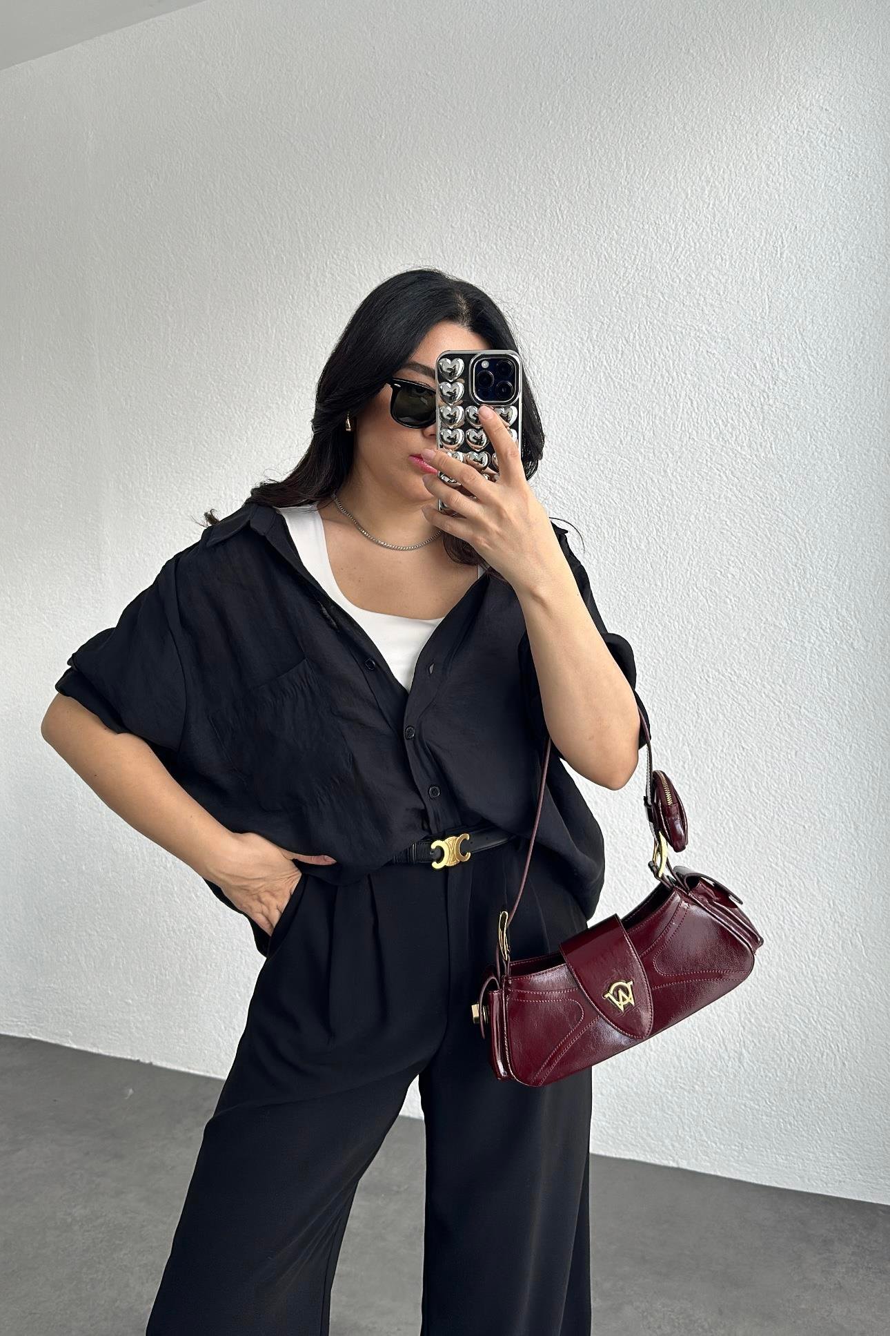 Siyah Oversize Gömlek