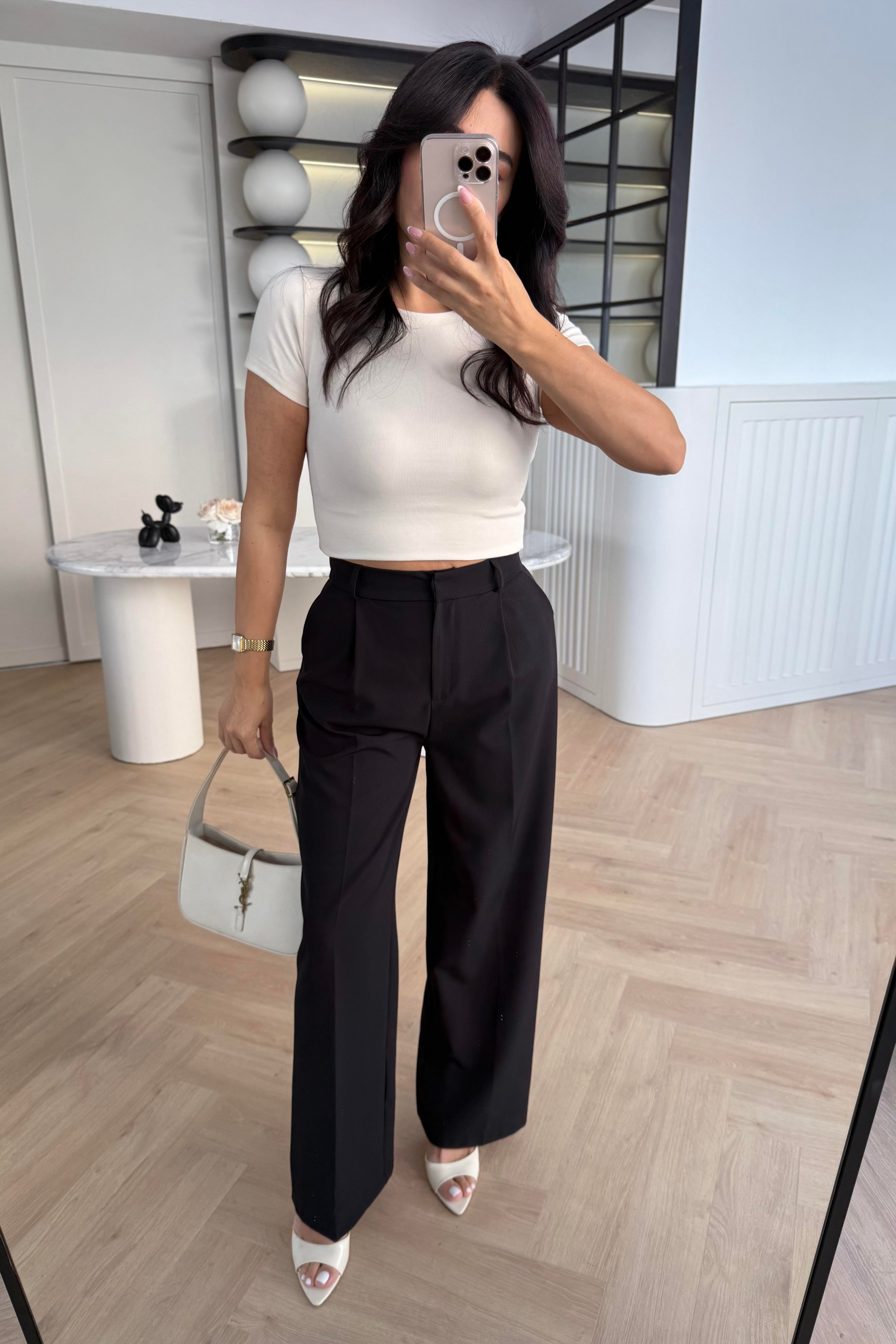 SİYAH ÖZEL ÜRETİM DOUBLE KUMAŞ PALAZZO PANTOLON