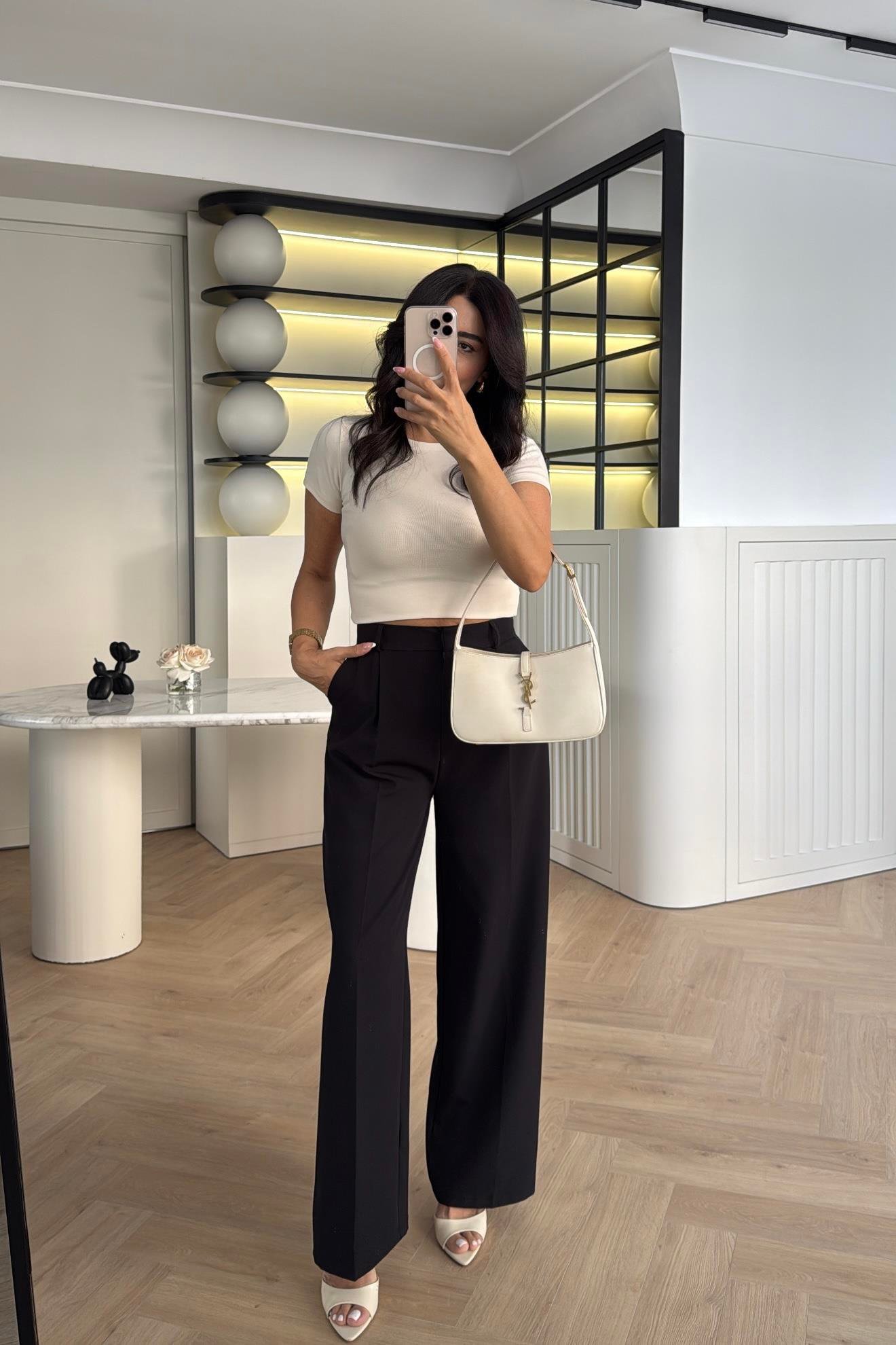 SİYAH ÖZEL ÜRETİM DOUBLE KUMAŞ PALAZZO PANTOLON