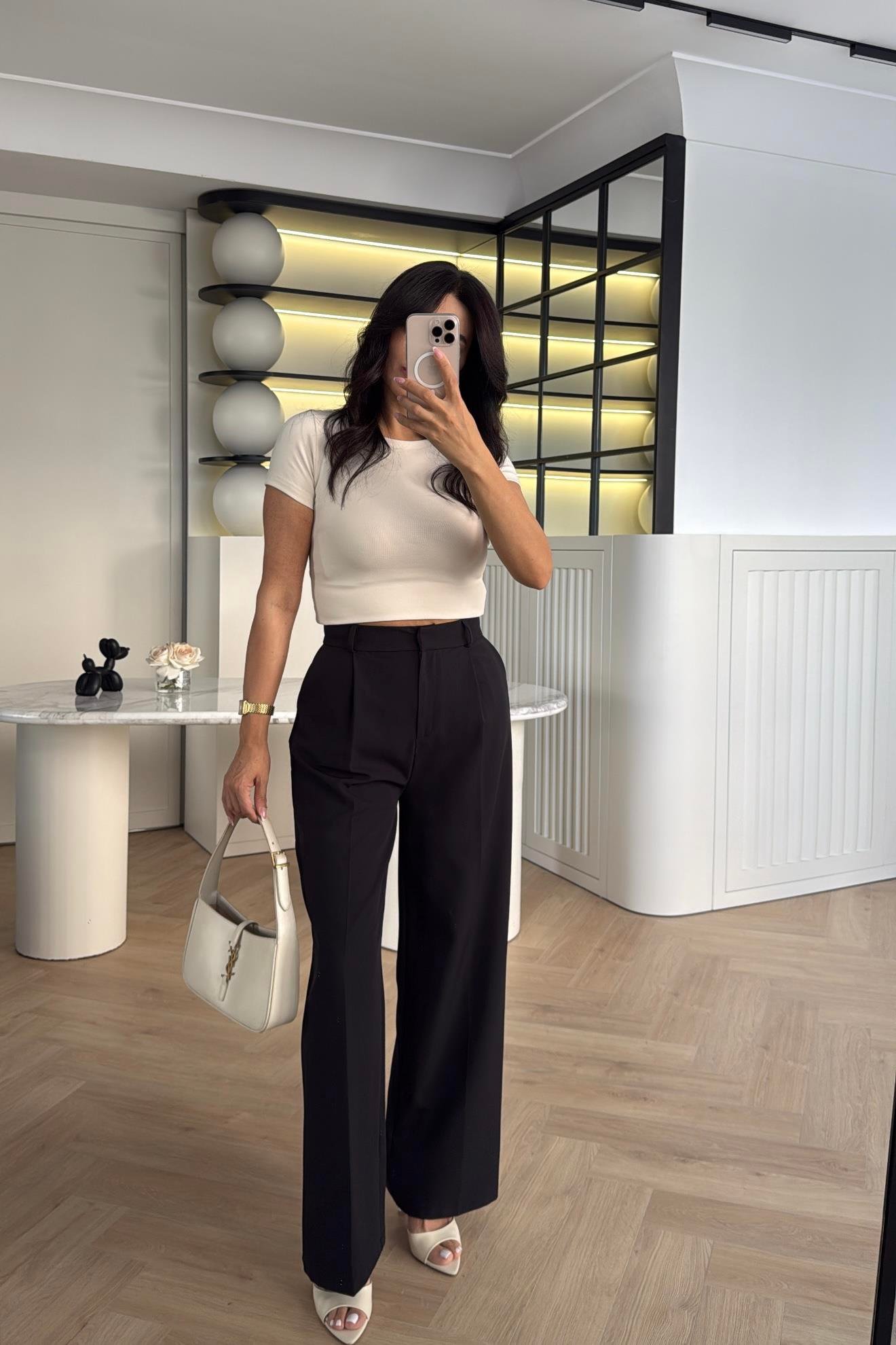 SİYAH ÖZEL ÜRETİM DOUBLE KUMAŞ PALAZZO PANTOLON