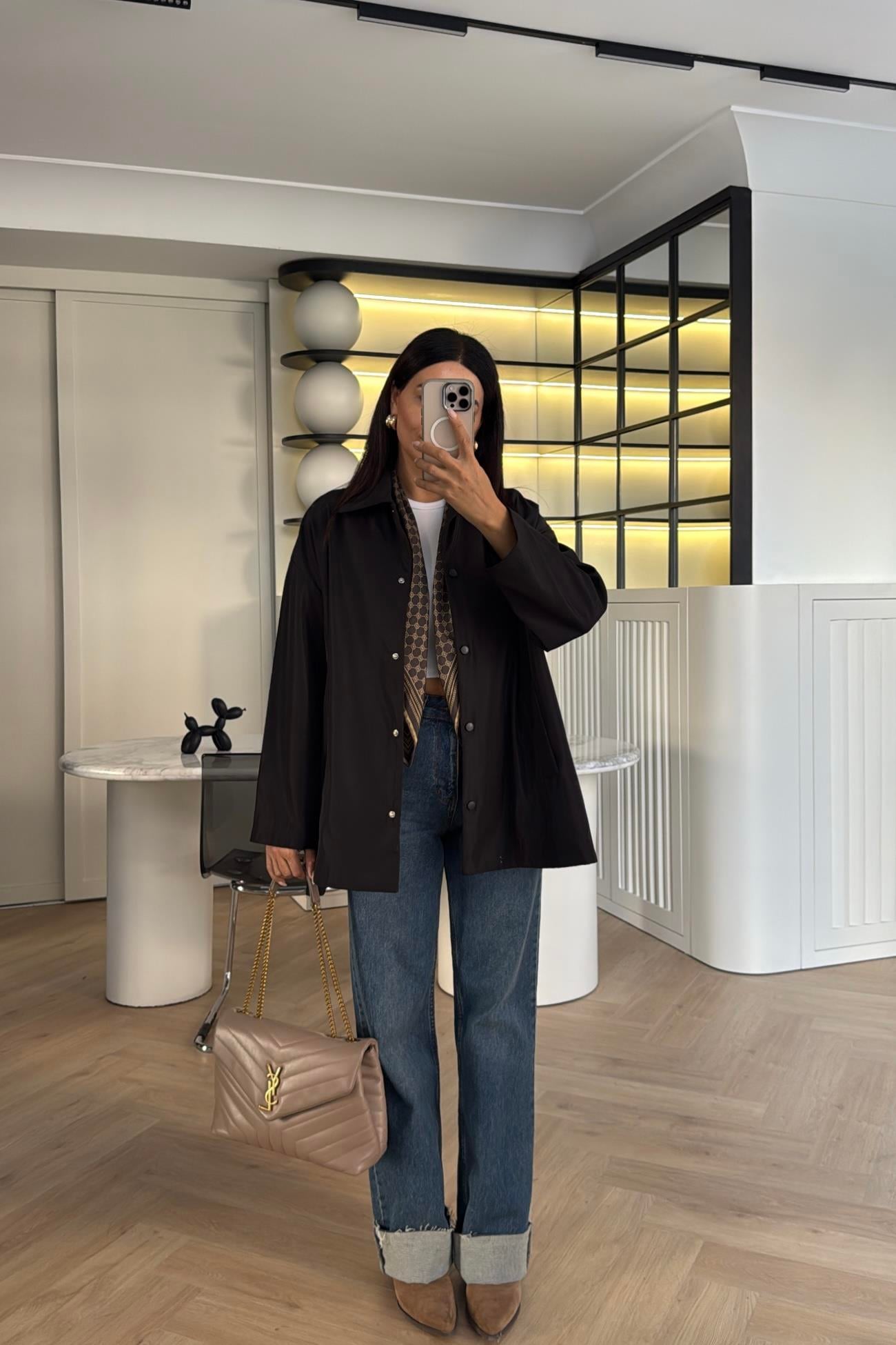 SİYAH RAHAT KALIP CEKET