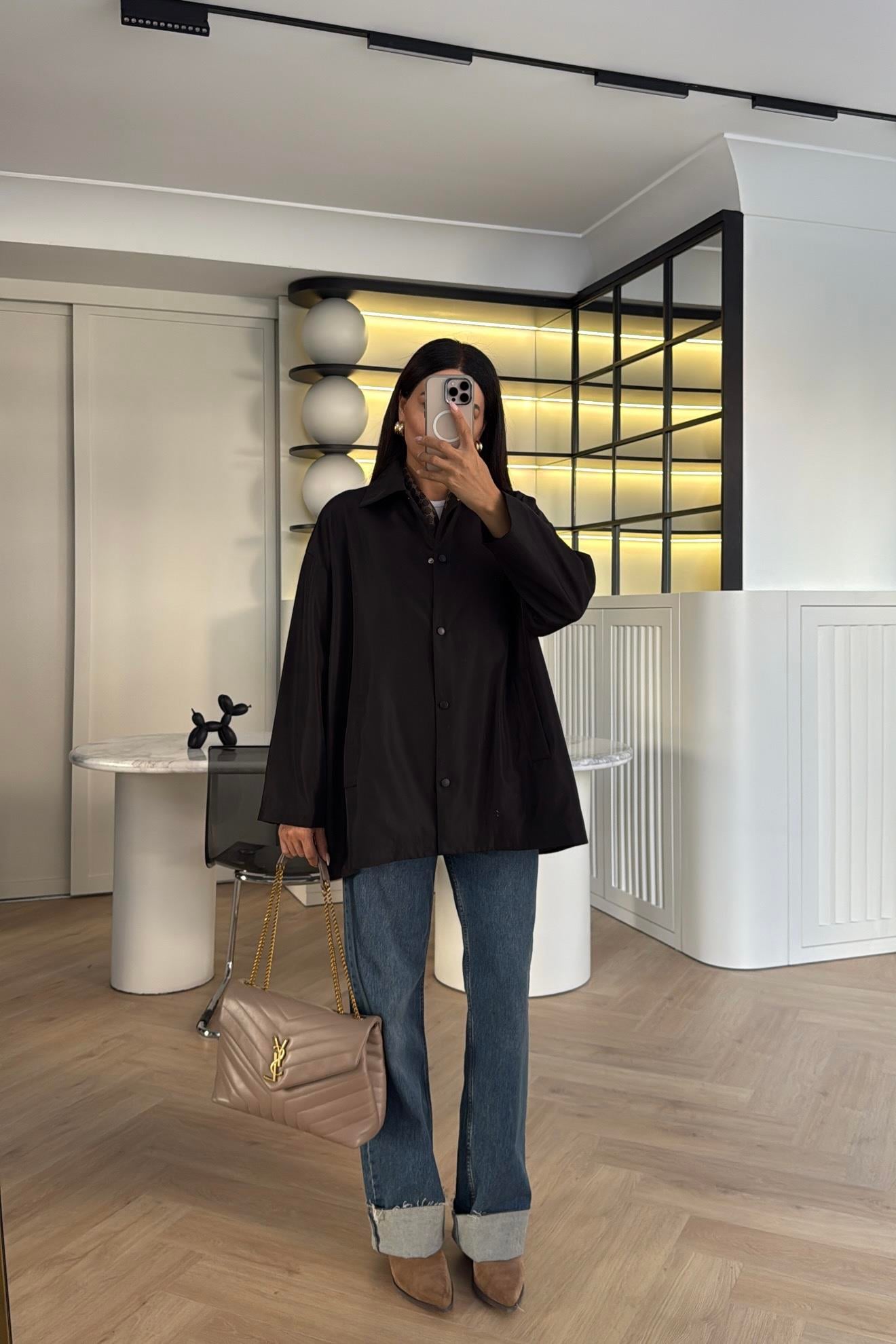 SİYAH RAHAT KALIP CEKET