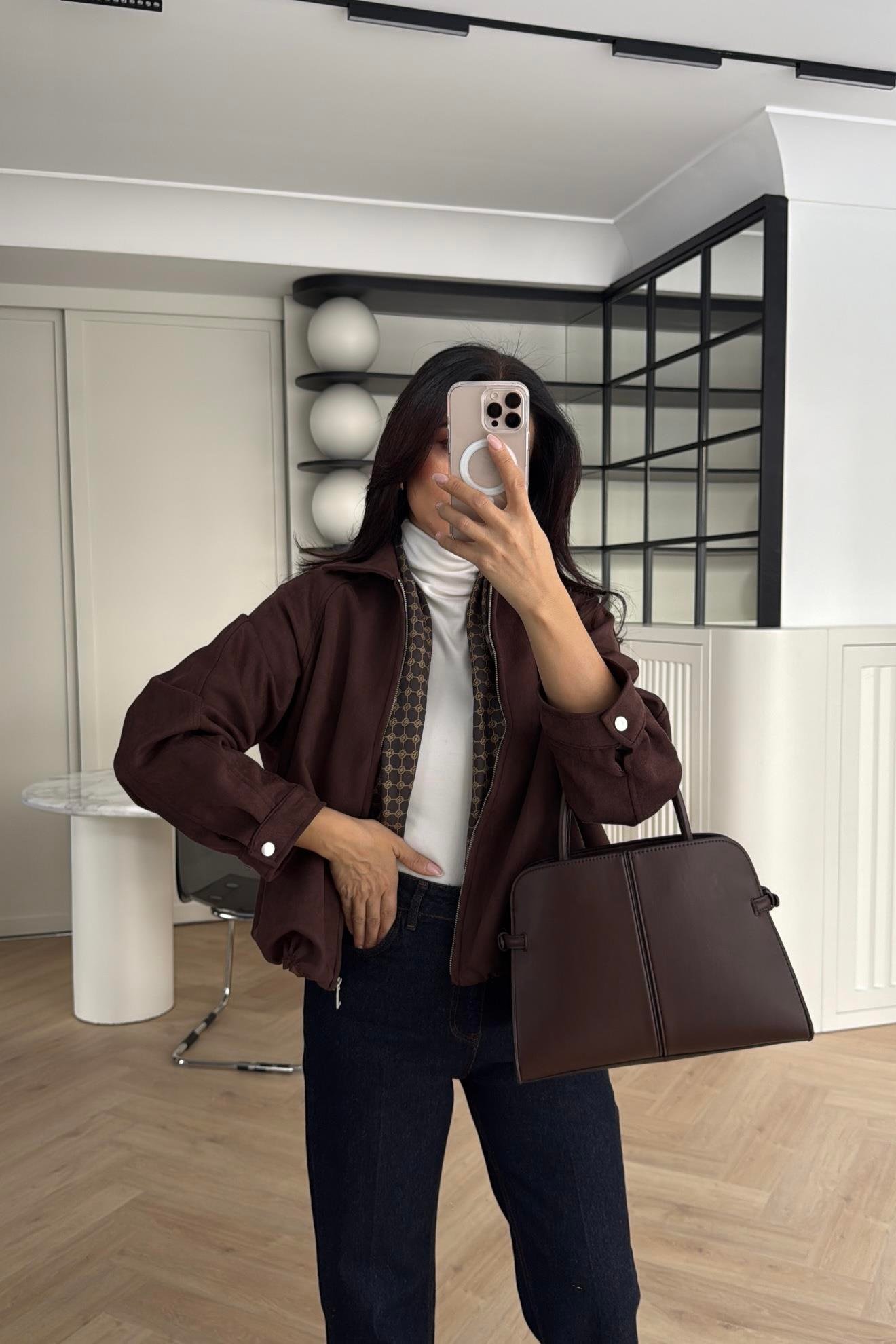 SÜET GÖRÜNÜMLÜ BOMBER CEKET