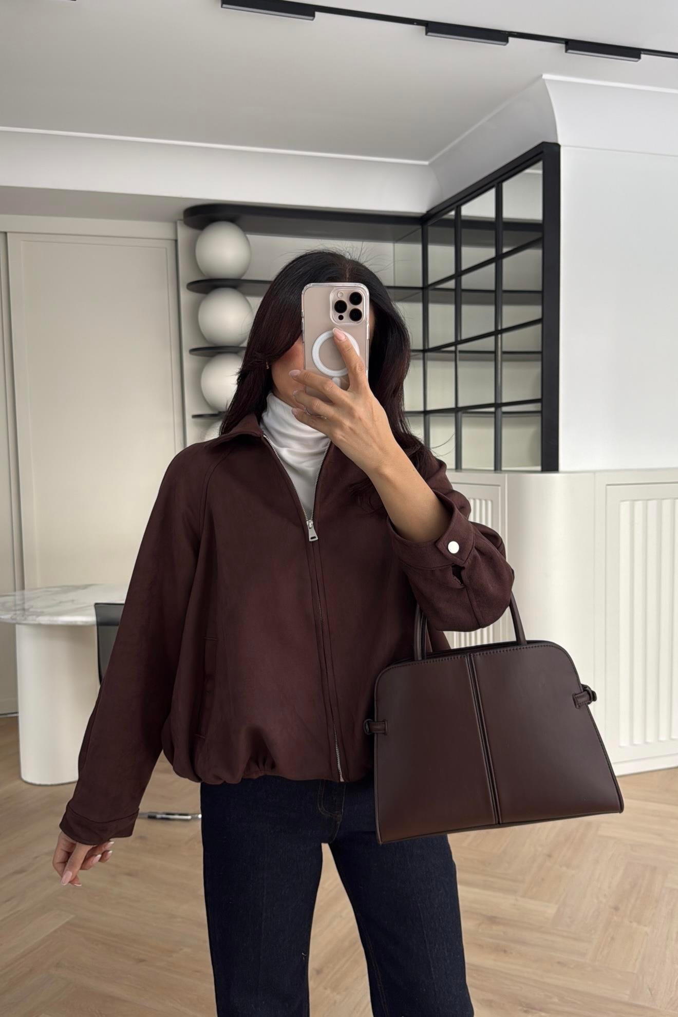 SÜET GÖRÜNÜMLÜ BOMBER CEKET