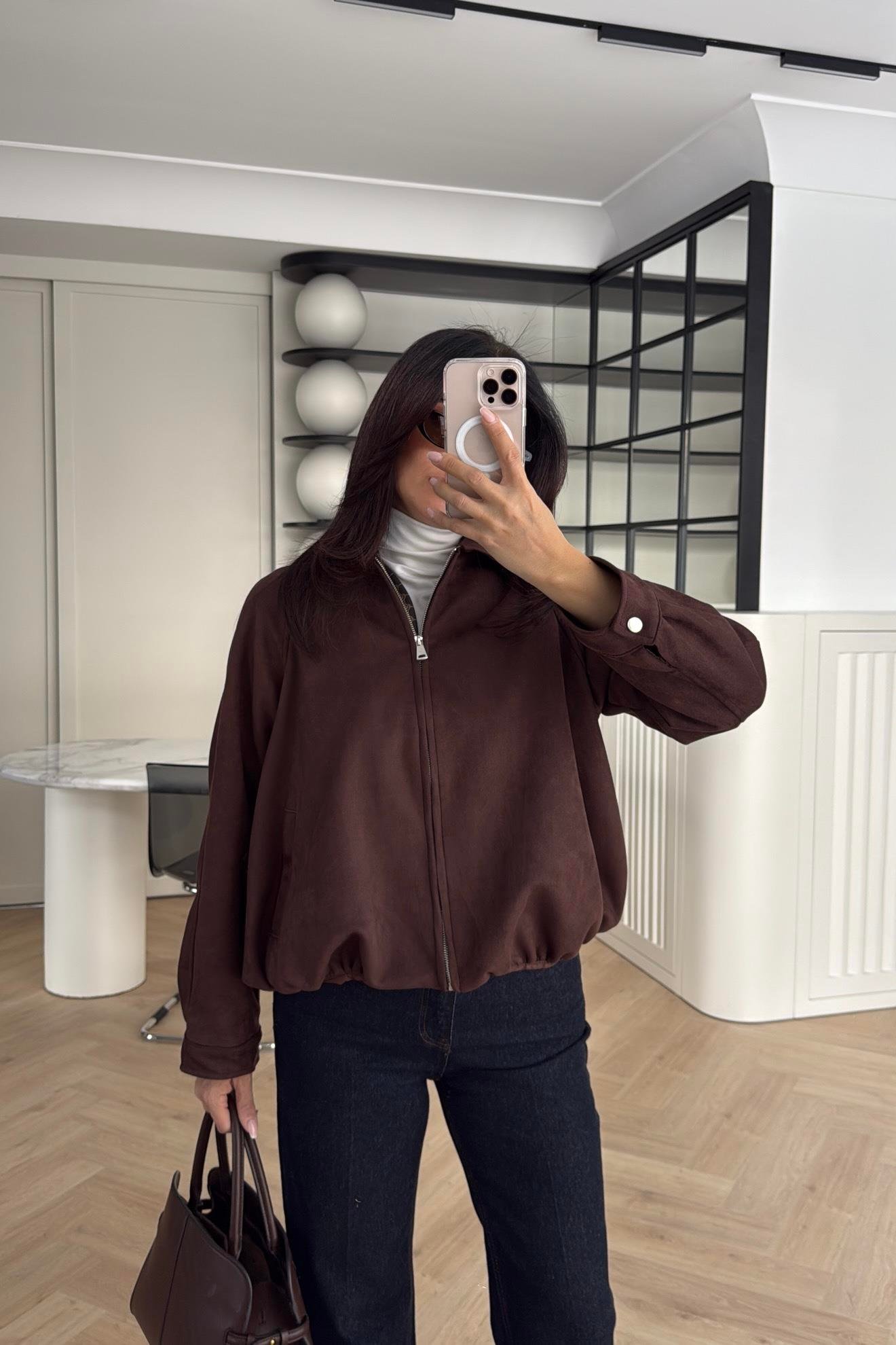 SÜET GÖRÜNÜMLÜ BOMBER CEKET