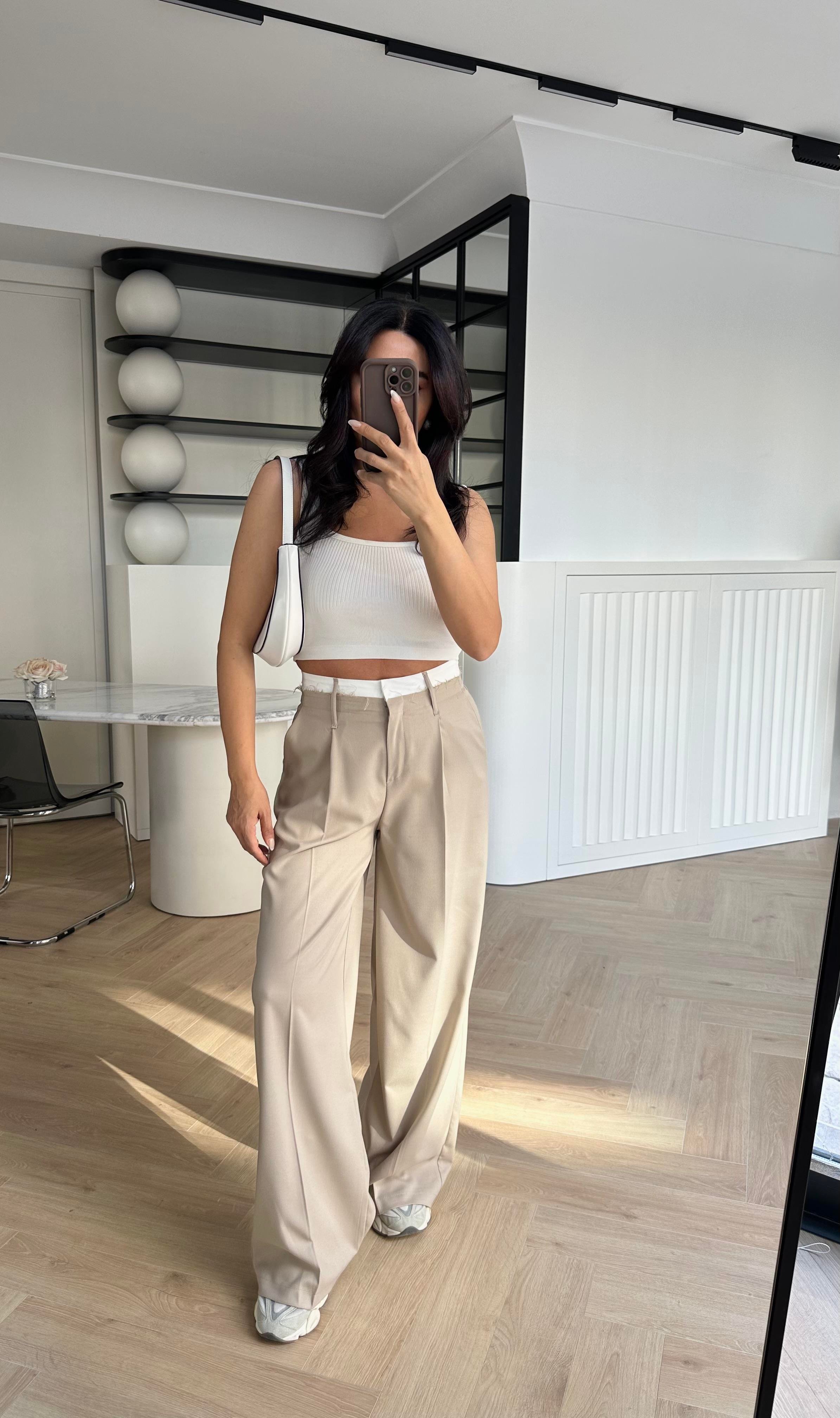 Taş Bel Detaylı Premium Palazzo Pantolon