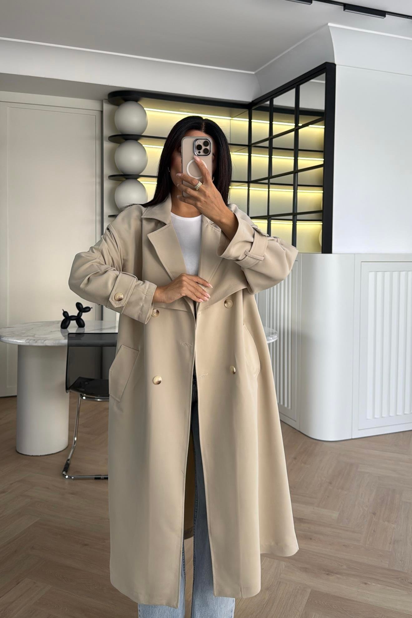 TAŞ KEMERLİ ASTARSIZ RAHAT KALIP TRENÇKOT