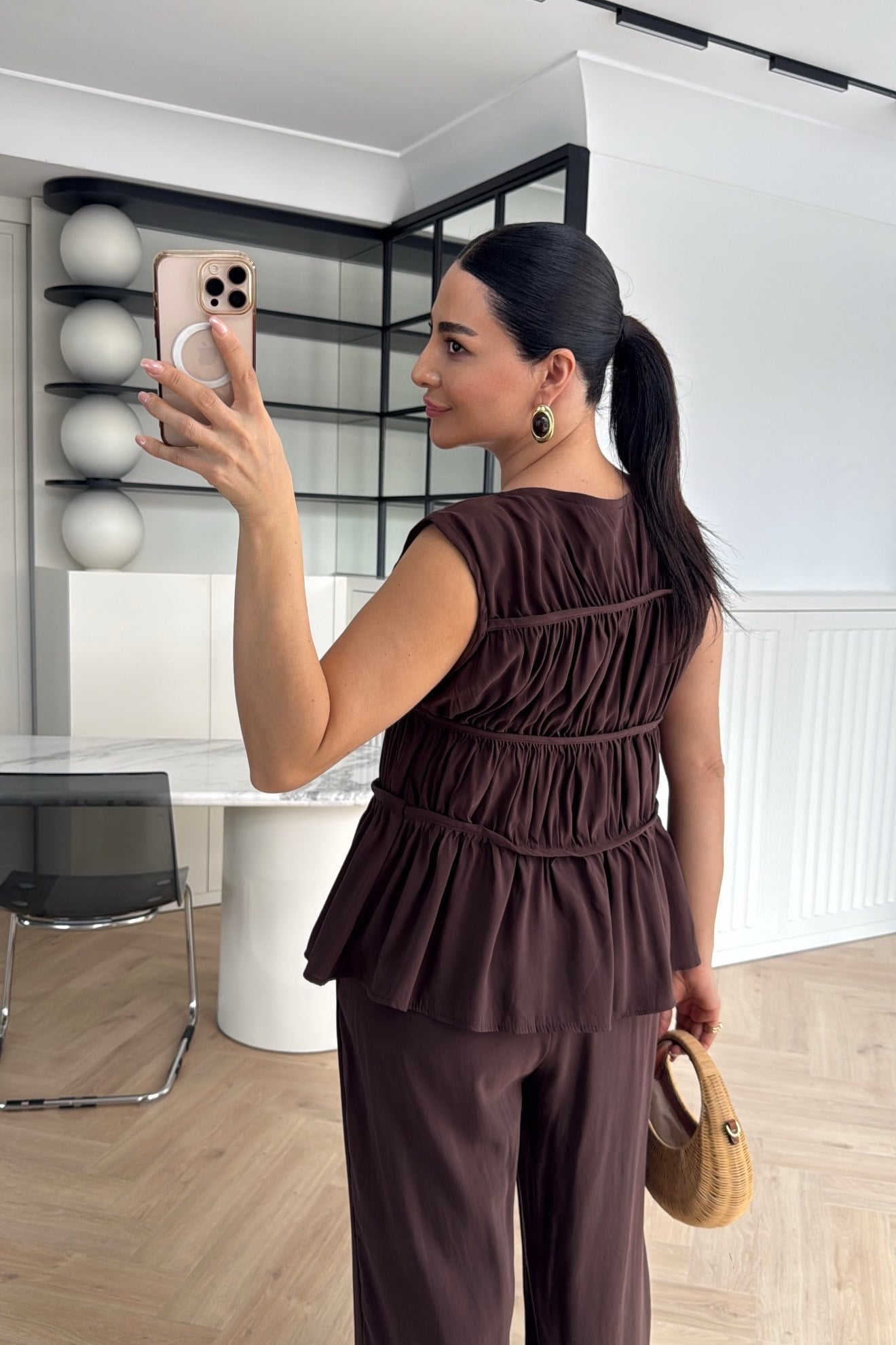 TENCEL NERVÜRLÜ TAKIM KAHVE