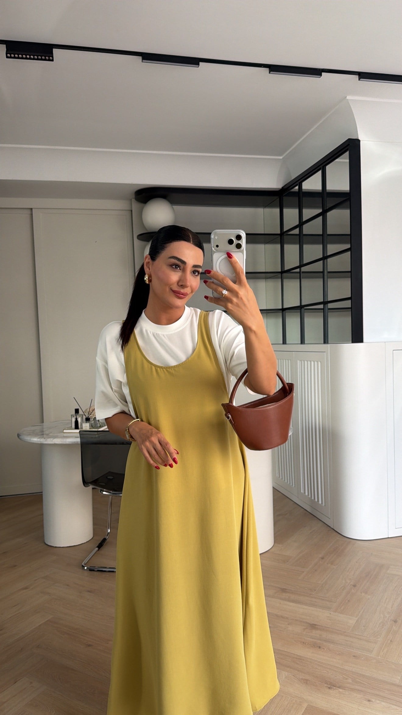 TİŞÖRT DETAYLI JİLE ELBİSE YAĞ YEŞİLİ 