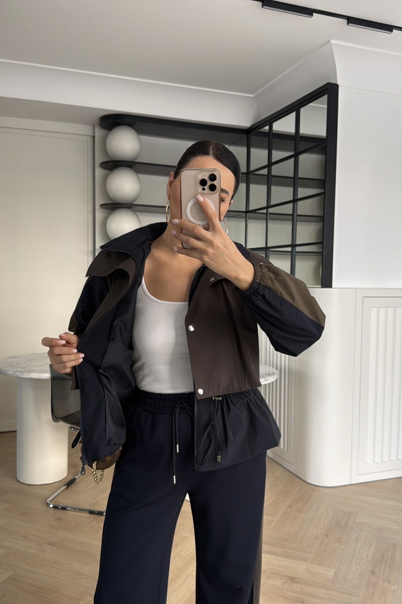 TRENÇ DETAYLI SPOR TAKIM LACİVERT KAHVE 