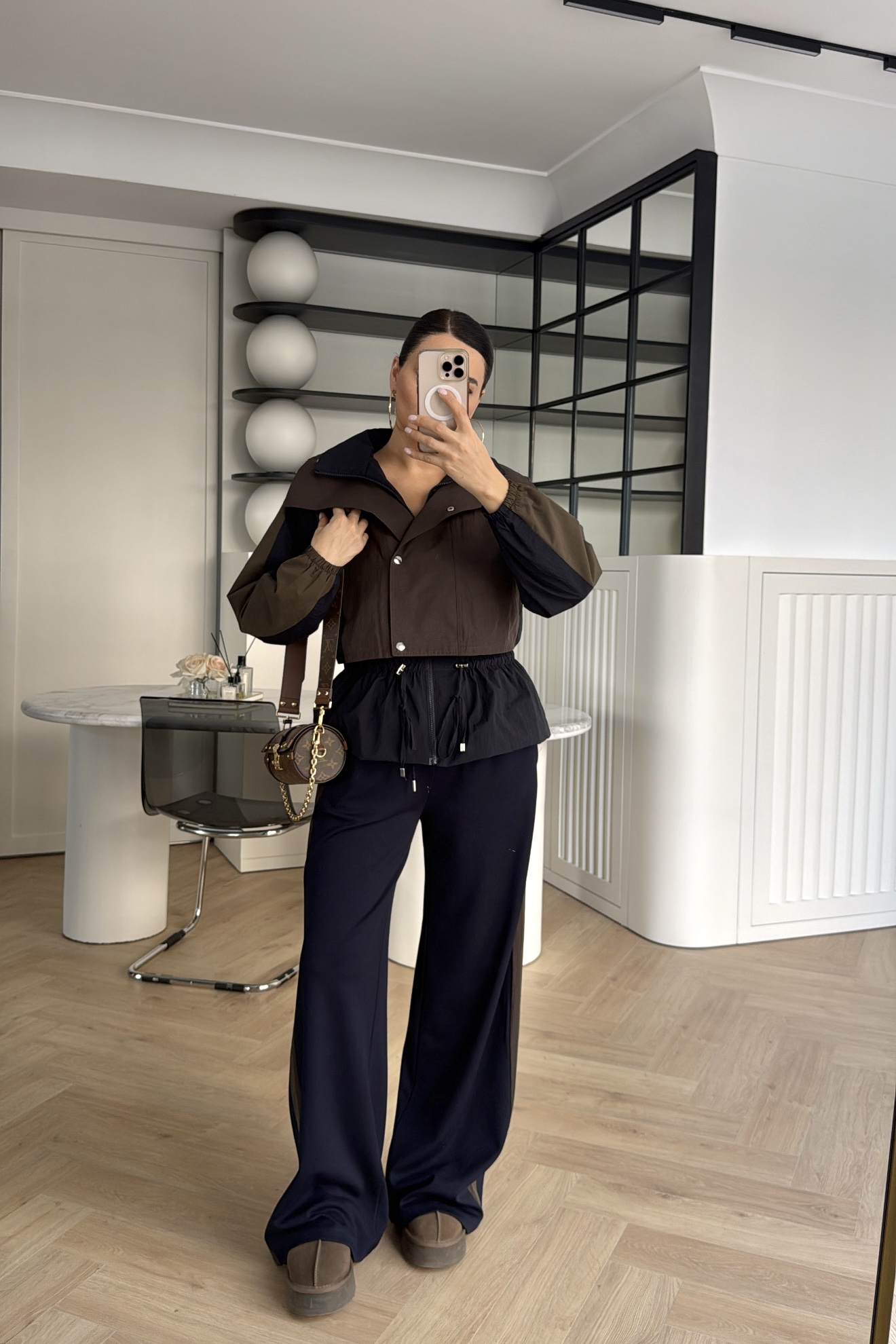 TRENÇ DETAYLI SPOR TAKIM LACİVERT KAHVE 