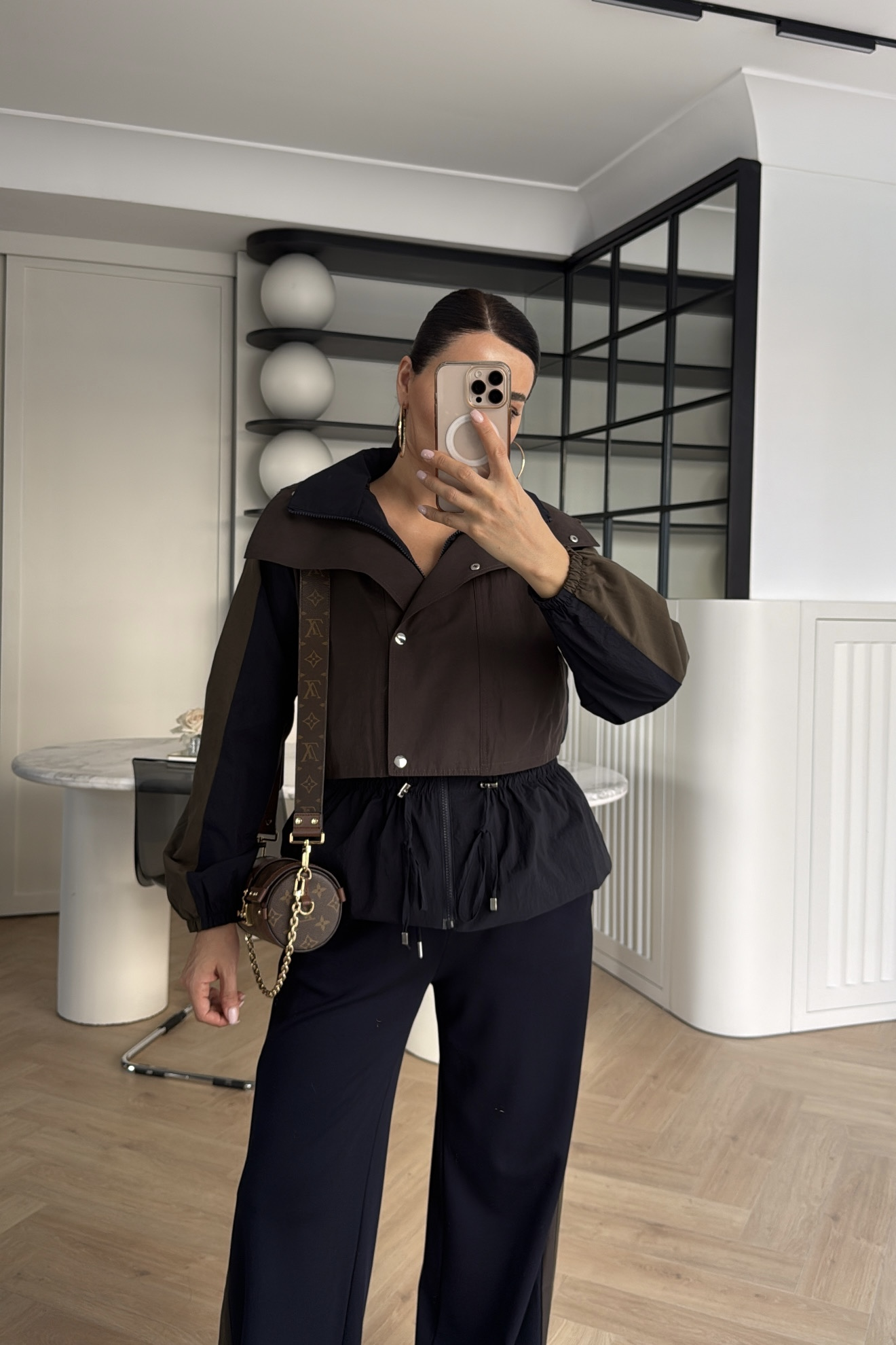 TRENÇ DETAYLI SPOR TAKIM LACİVERT KAHVE 