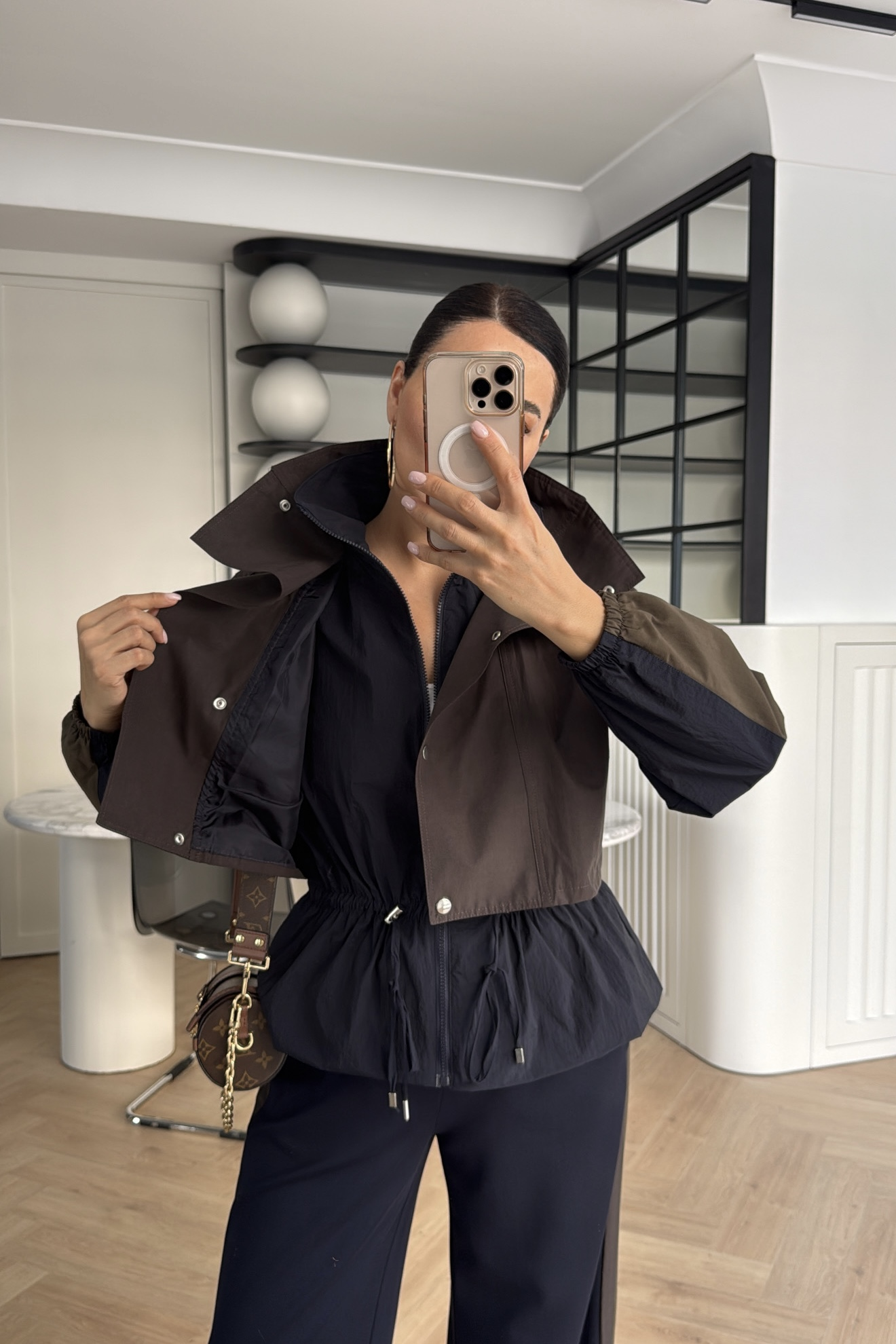 TRENÇ DETAYLI SPOR TAKIM LACİVERT KAHVE 