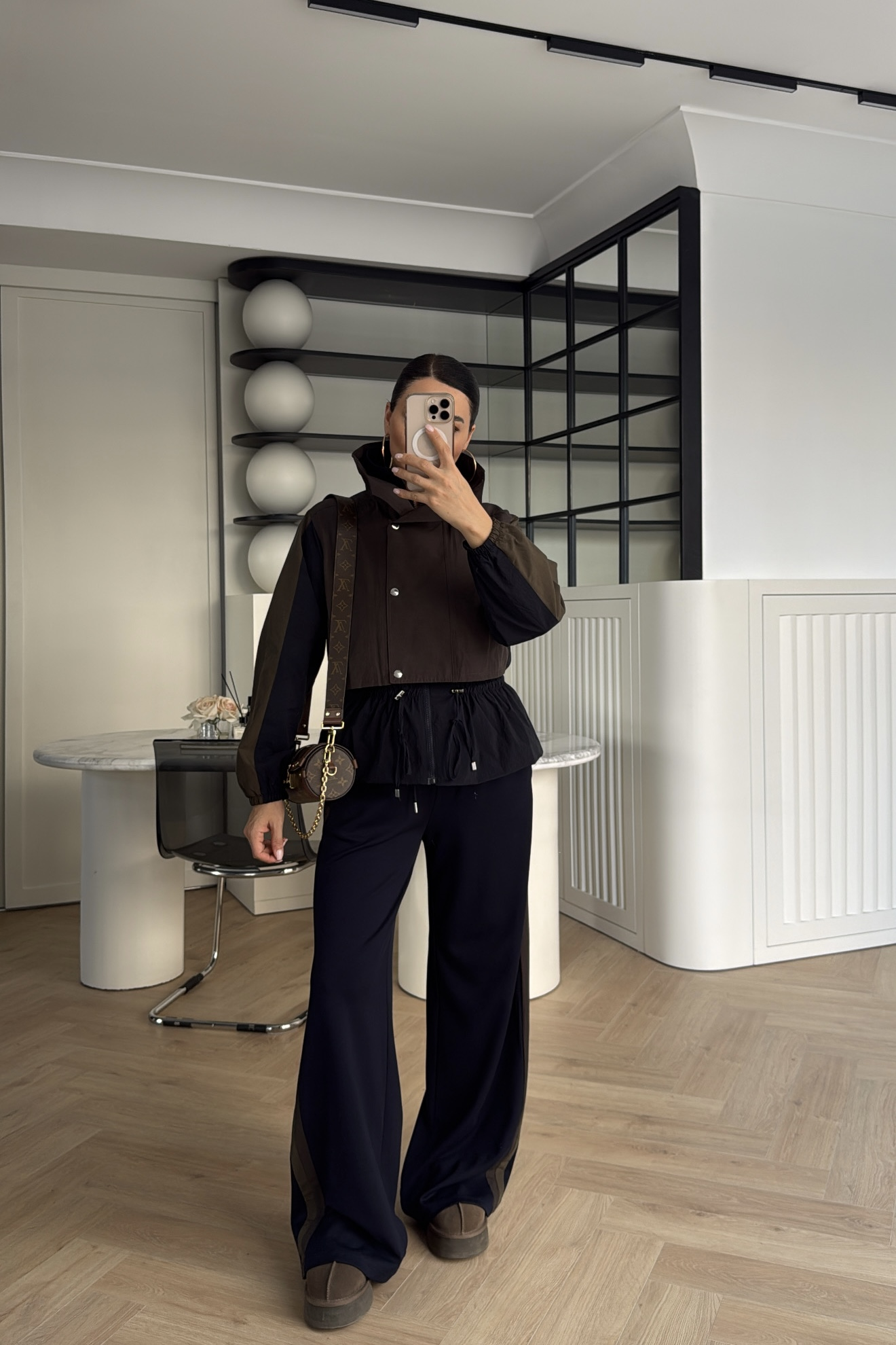 TRENÇ DETAYLI SPOR TAKIM LACİVERT KAHVE 