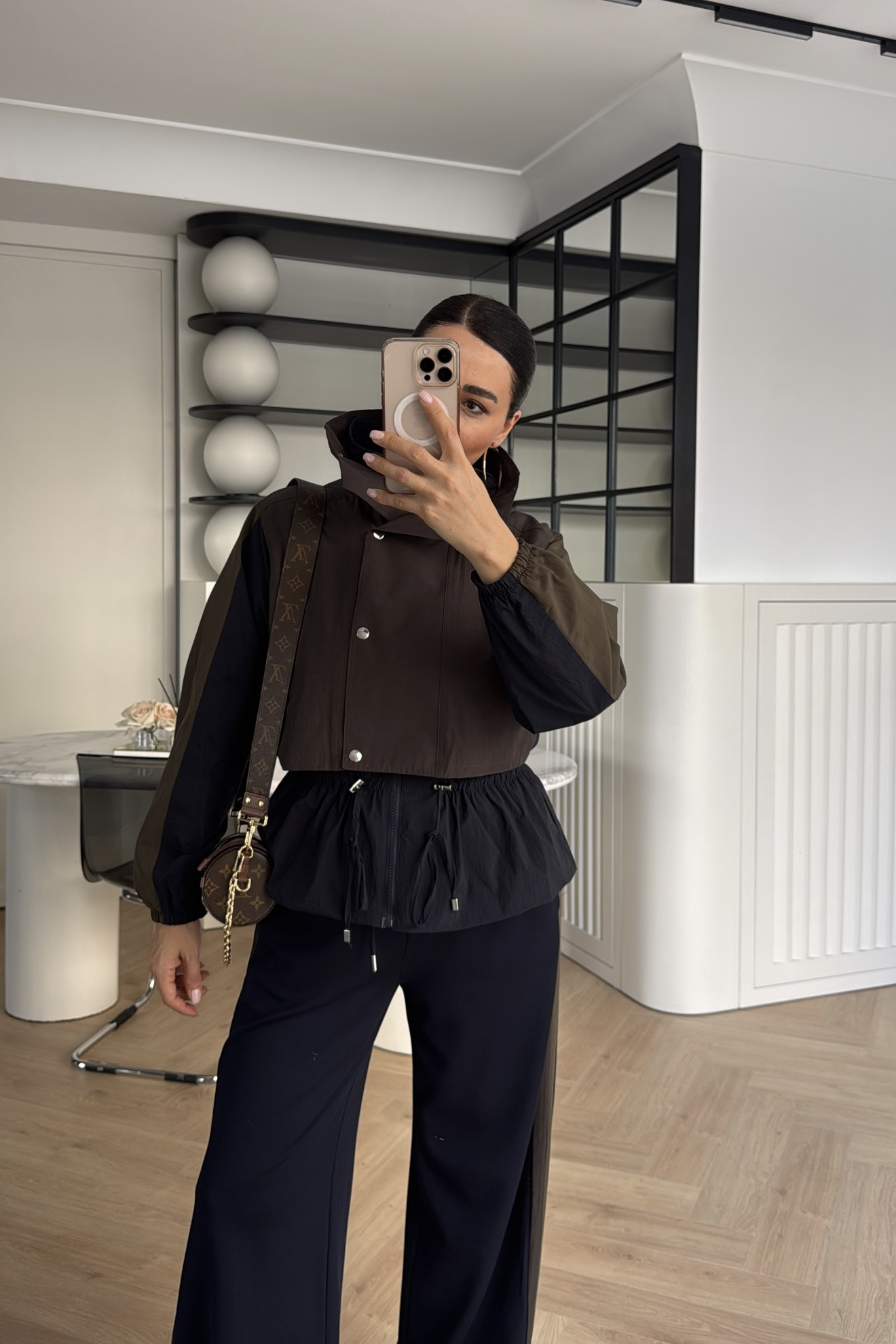 TRENÇ DETAYLI SPOR TAKIM LACİVERT KAHVE 